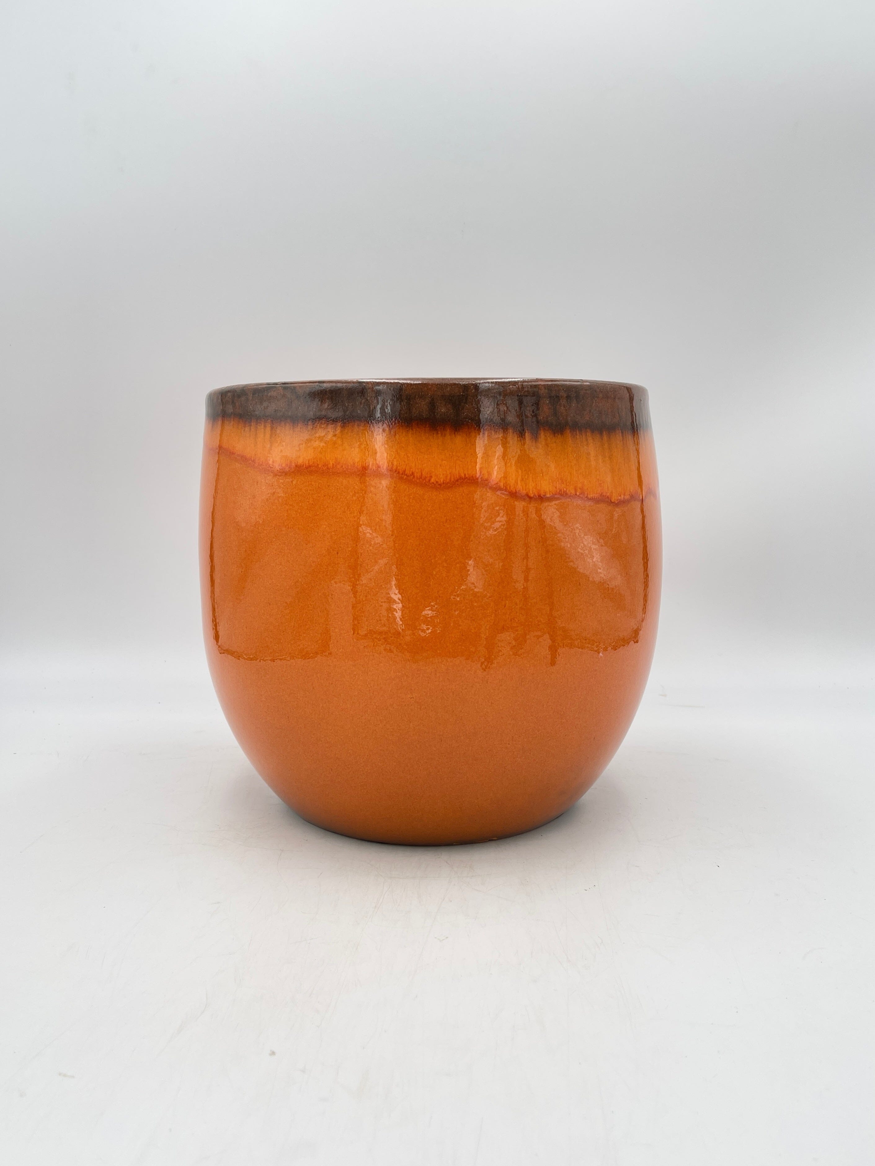 Charlotte Ceramic Plant Pots, Orange, Handmade