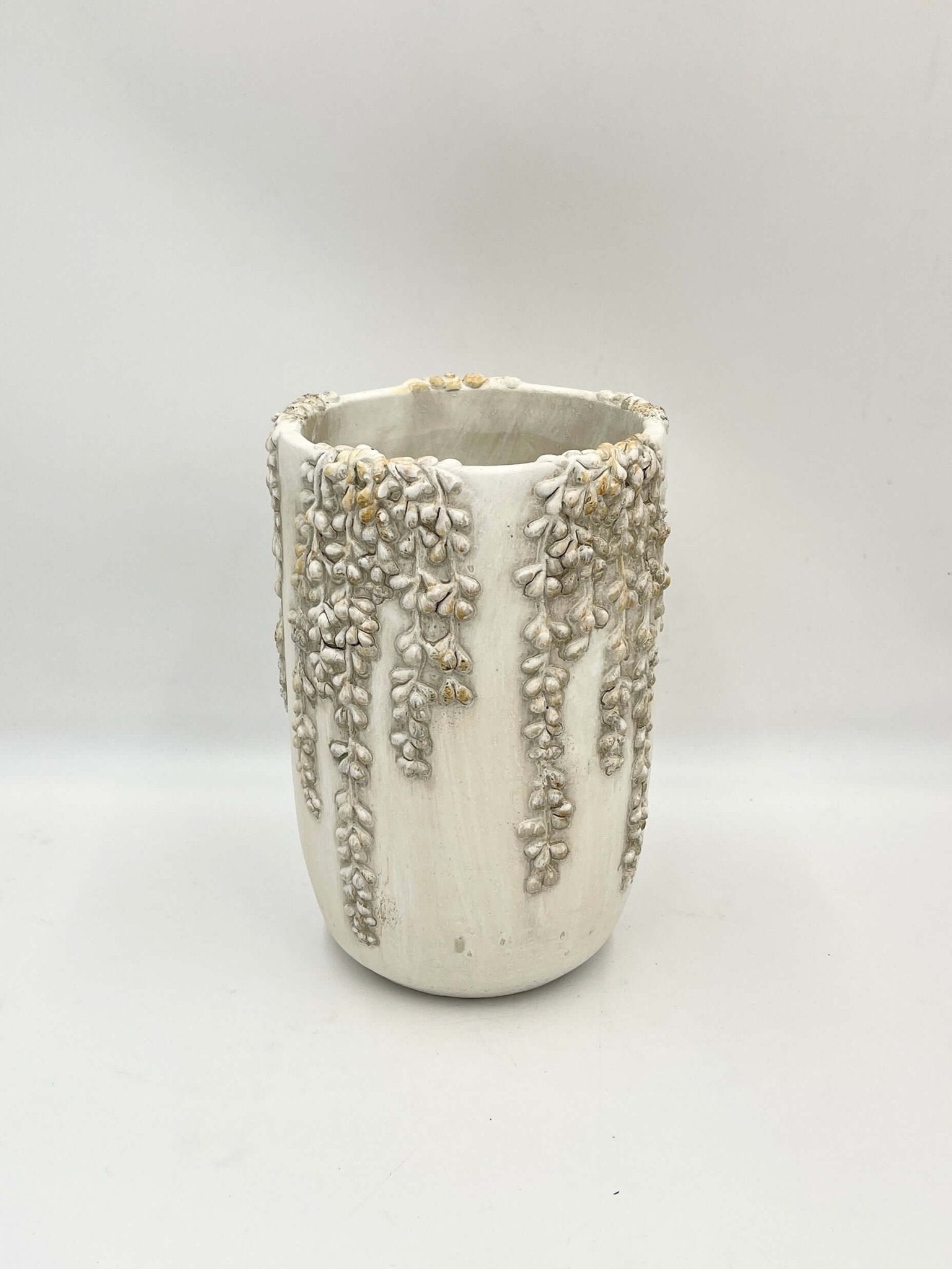 Cream Cement Vase Rosie, Pearls, H25cm