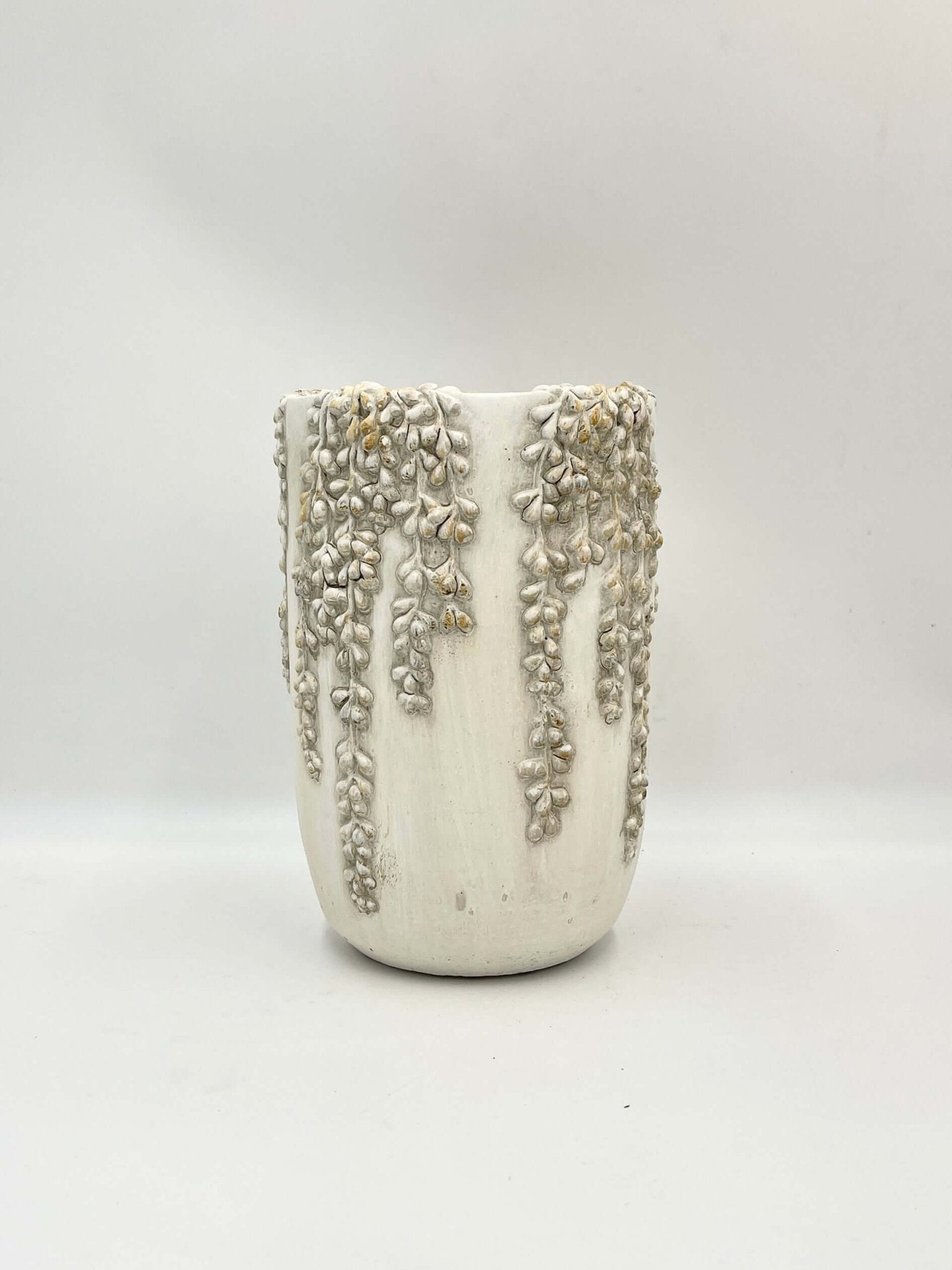 Cream Cement Vase Rosie, Pearls, H25cm