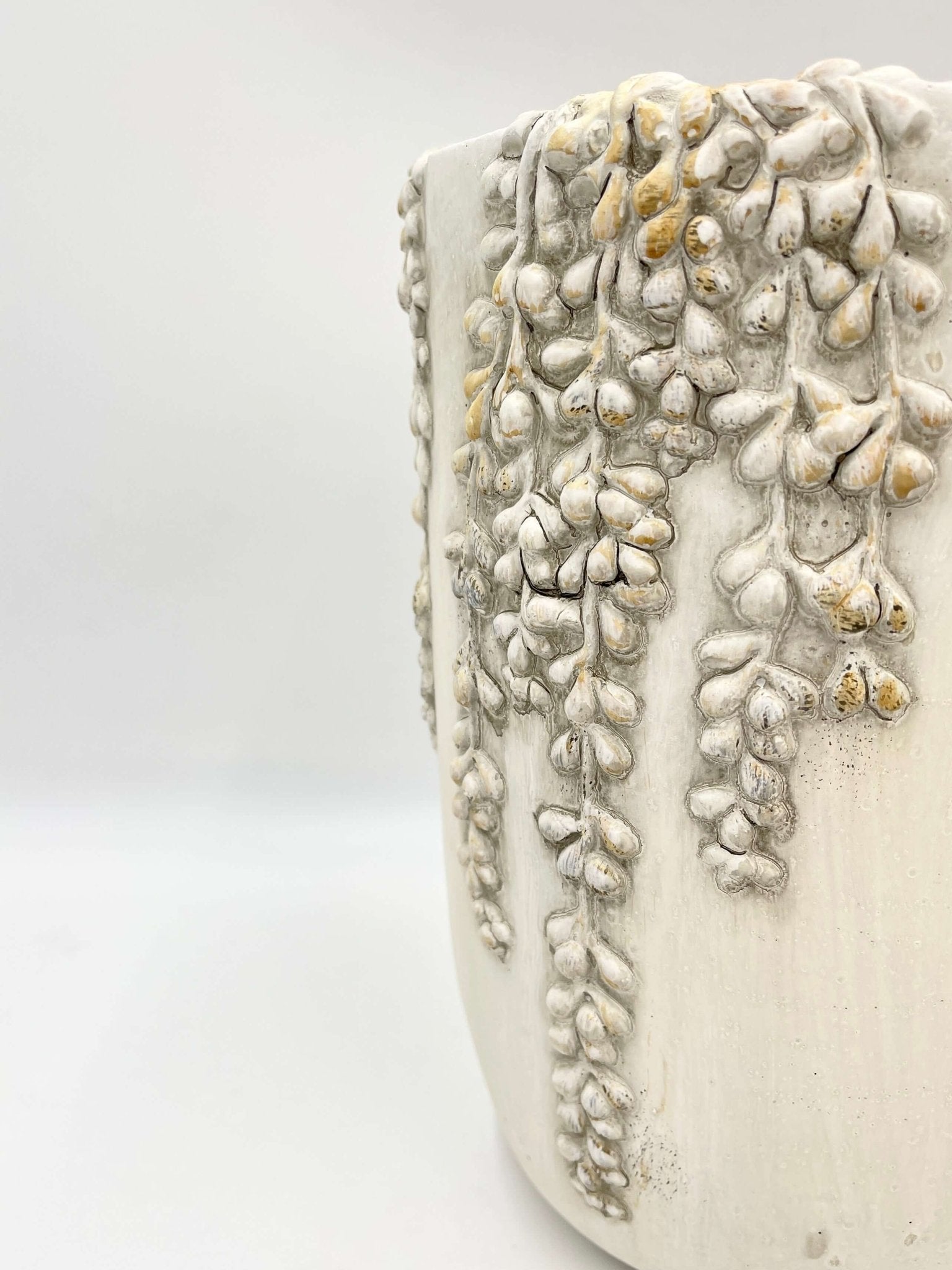 Cream Cement Vase Rosie, Pearls, H25cm