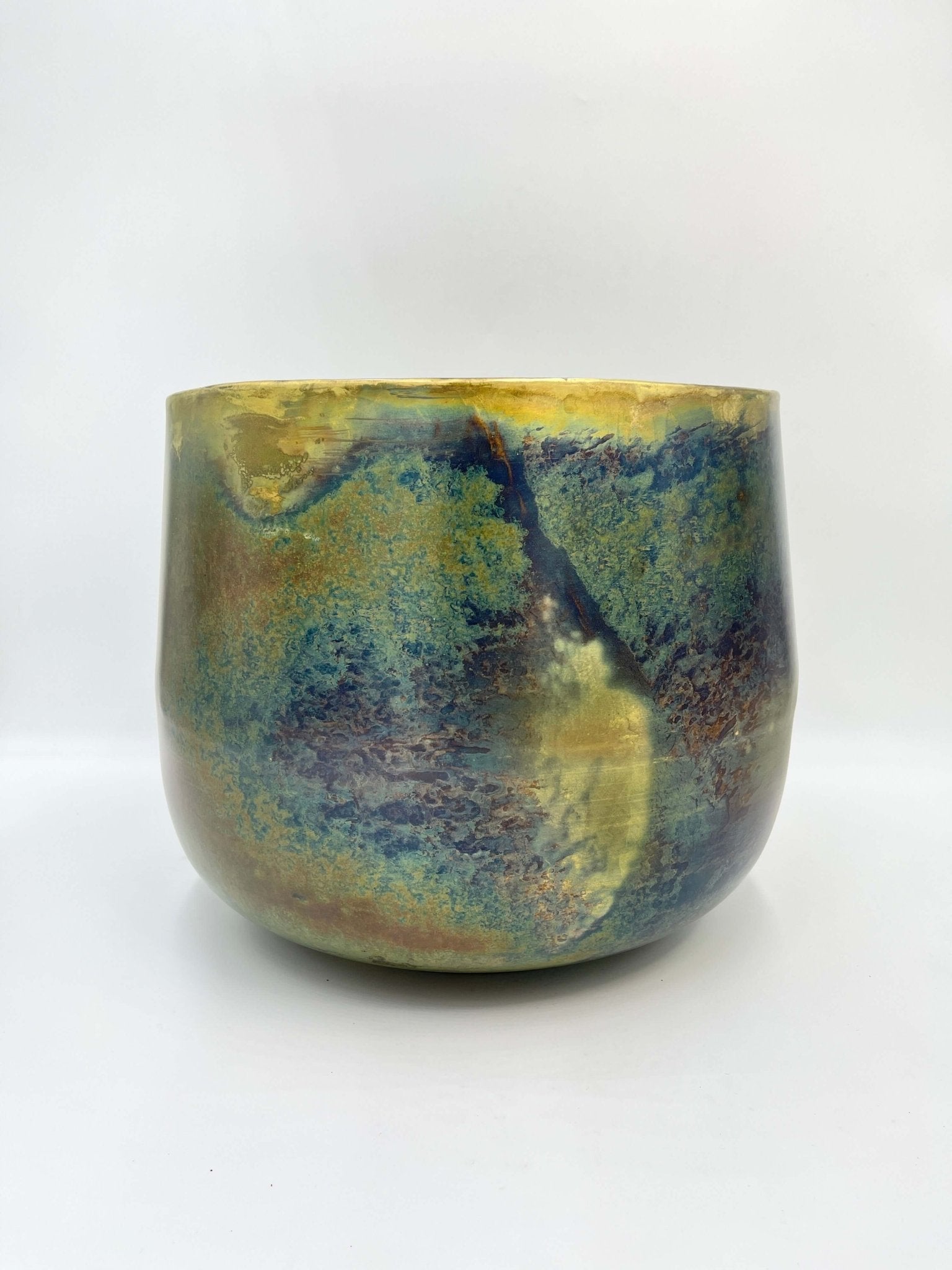 Elisa Metal Indoor Plant Pots, Old Green, XL, 29cm - 44cm