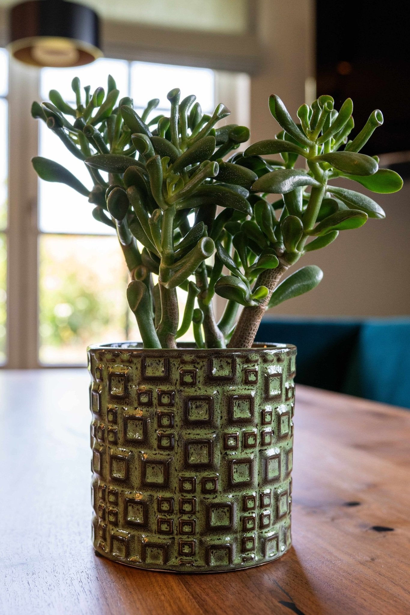 Fiene Ceramic Pot, Green, D14 cm, Handmade Houseplant Pot