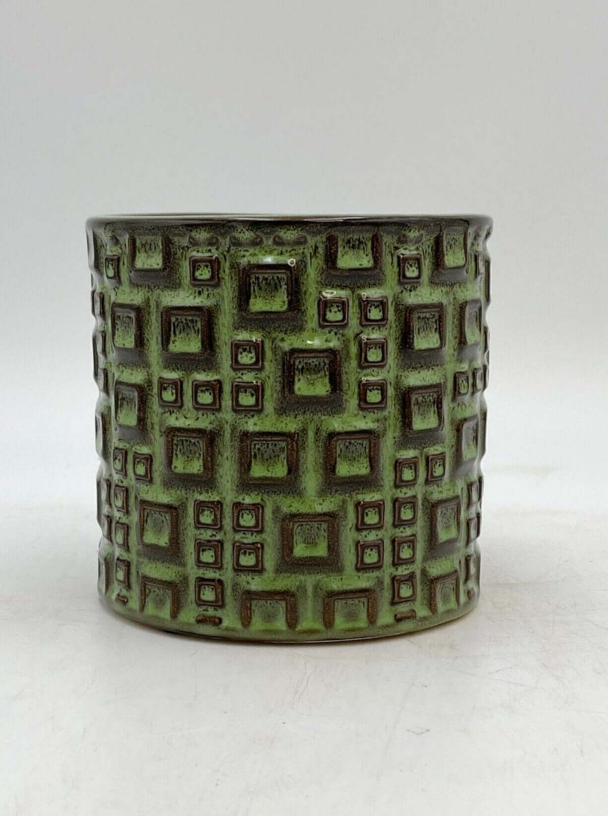 Fiene Ceramic Pot, Green, D14 cm, Handmade