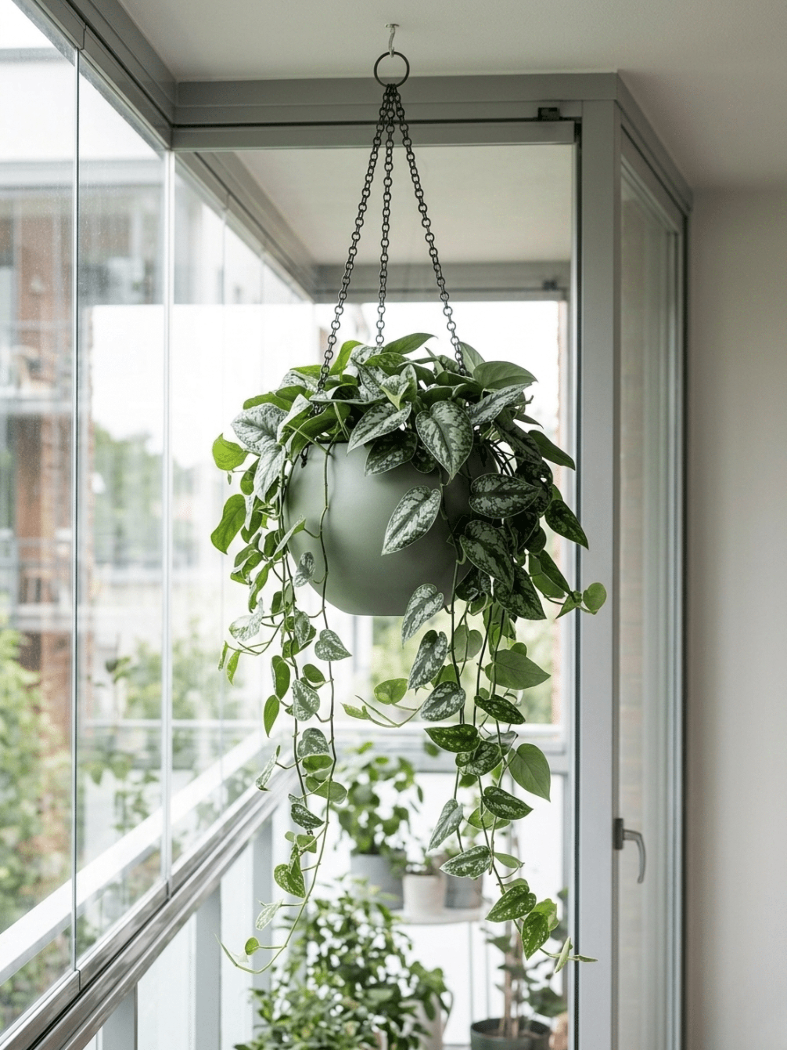 Gradient Hanging Plant Pot, Globe, Matt Forest Planter, D24cm - Rebel Plants