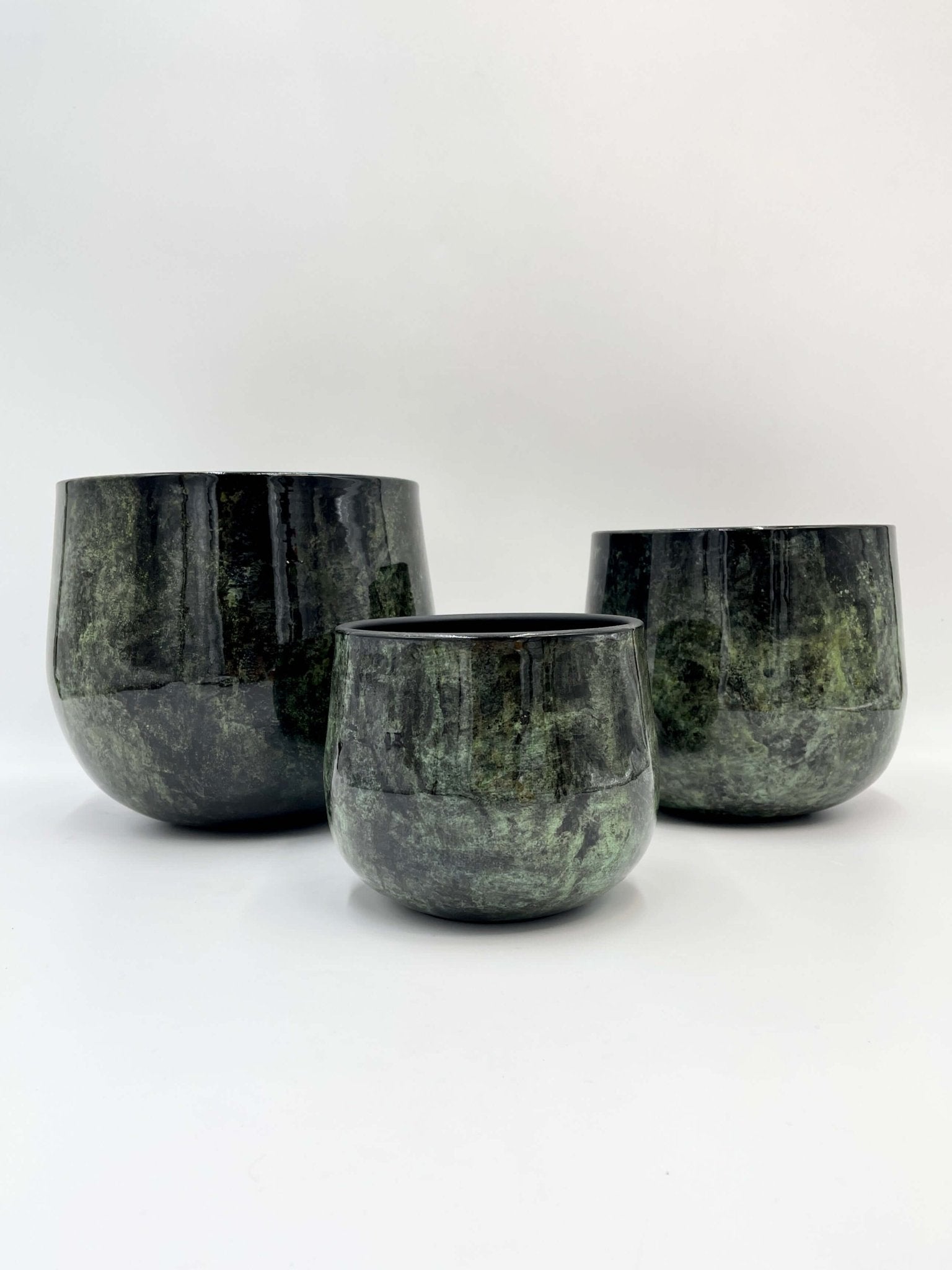 Green Plant Pot - Emmie Metal Pot - Mystic Green - Multiple Sizes