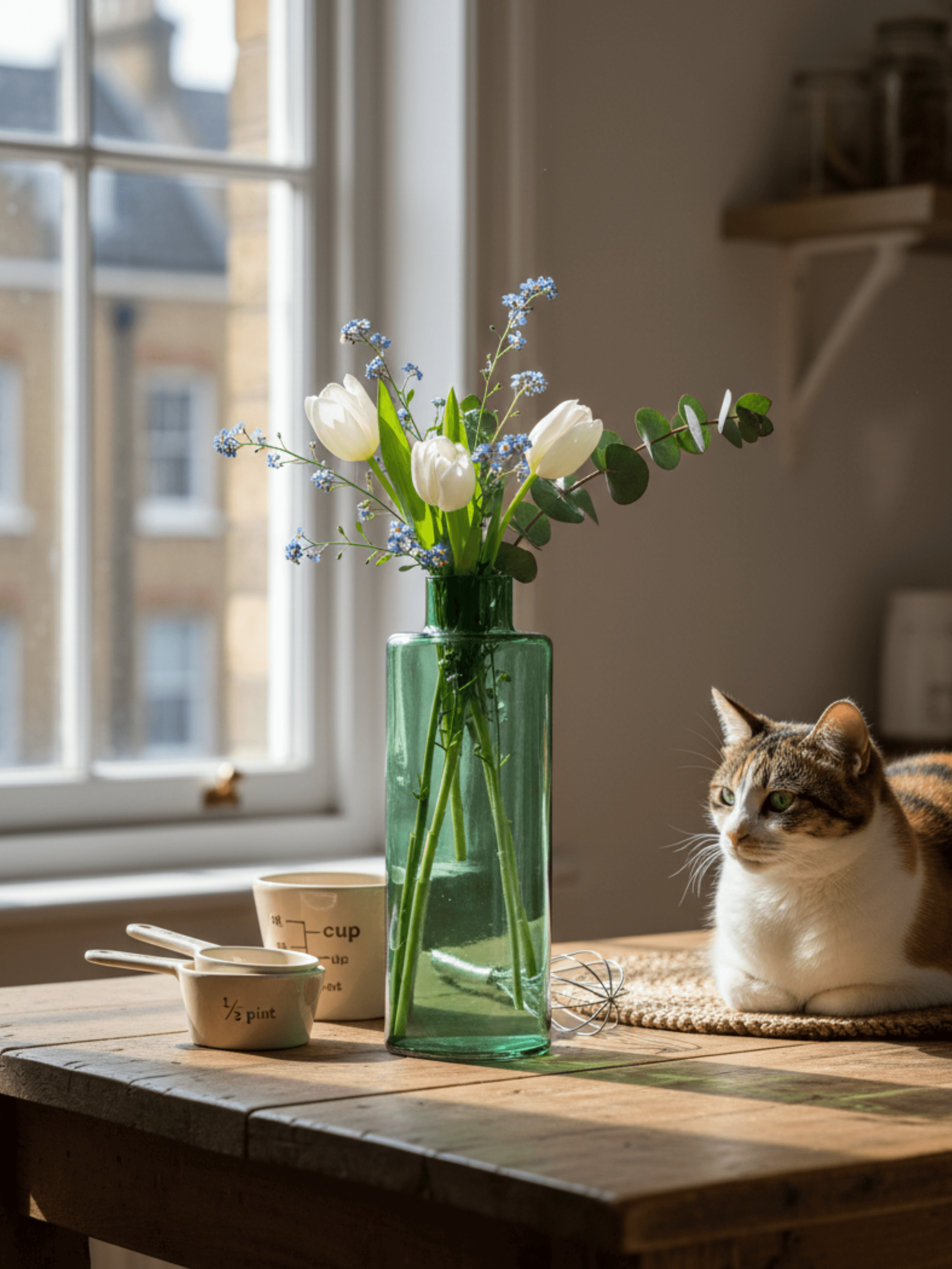 Willow Glass Vase, Green, H26cm