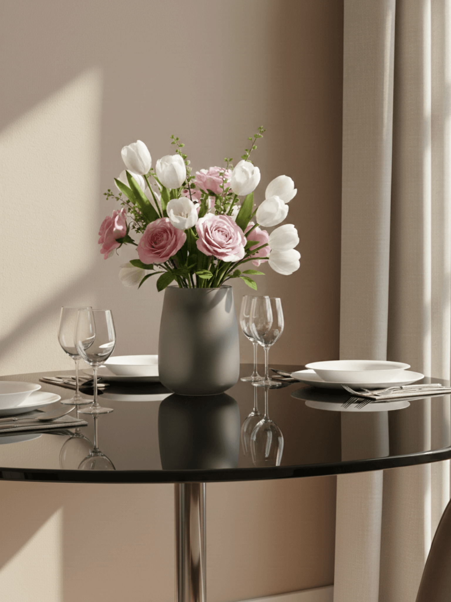 Handmade Smoky Matt Grey Glass Vase – H17cm - Rebel Plants