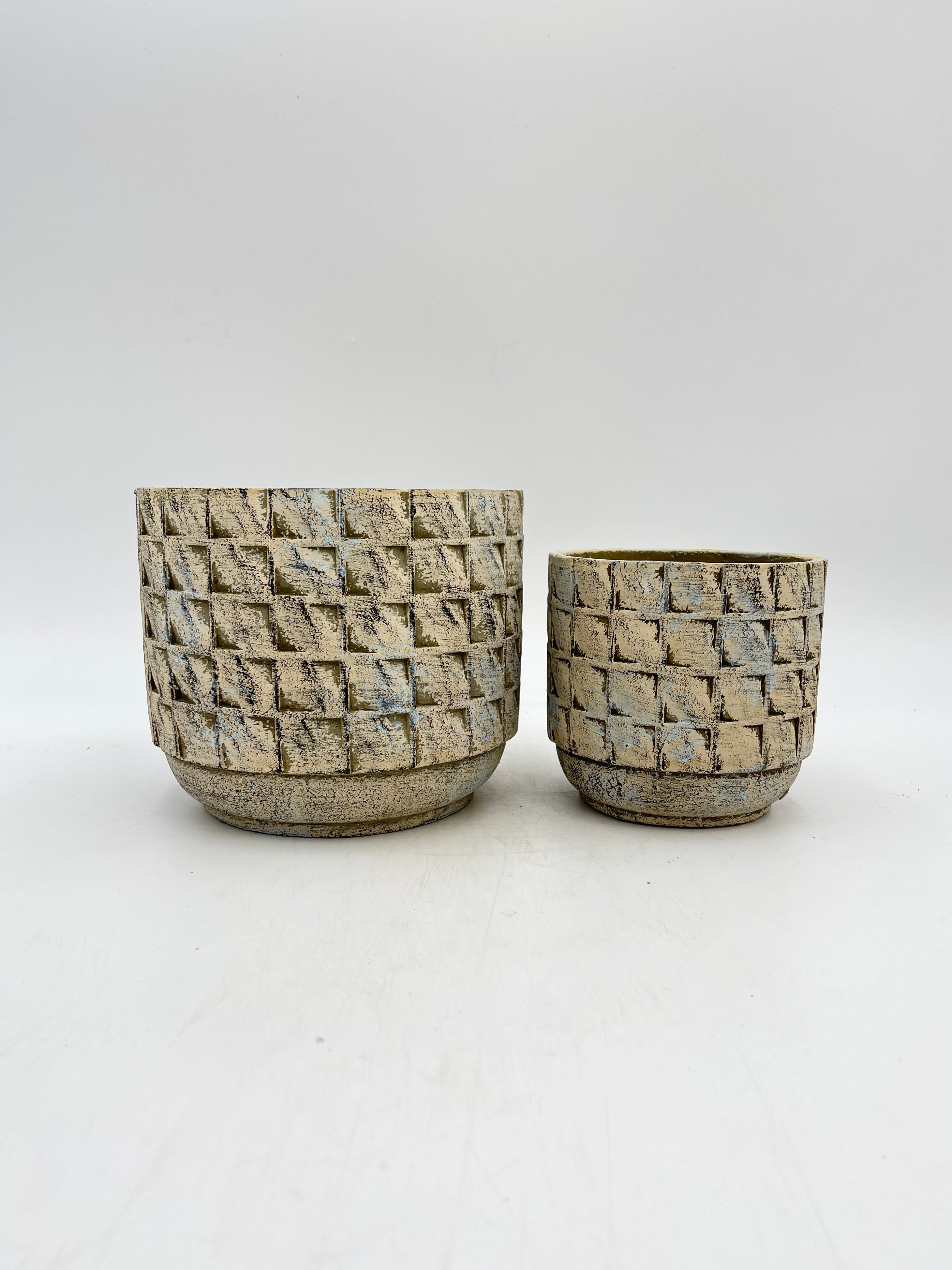 Jim Cement Plant Pots, White Earth