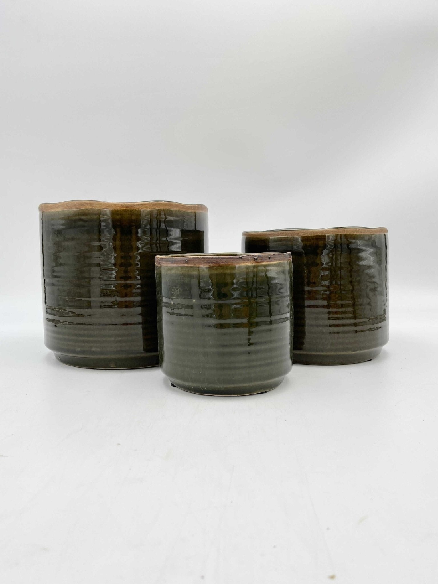 Jordy Ceramic Plant Pots, Handmade, Forest Green