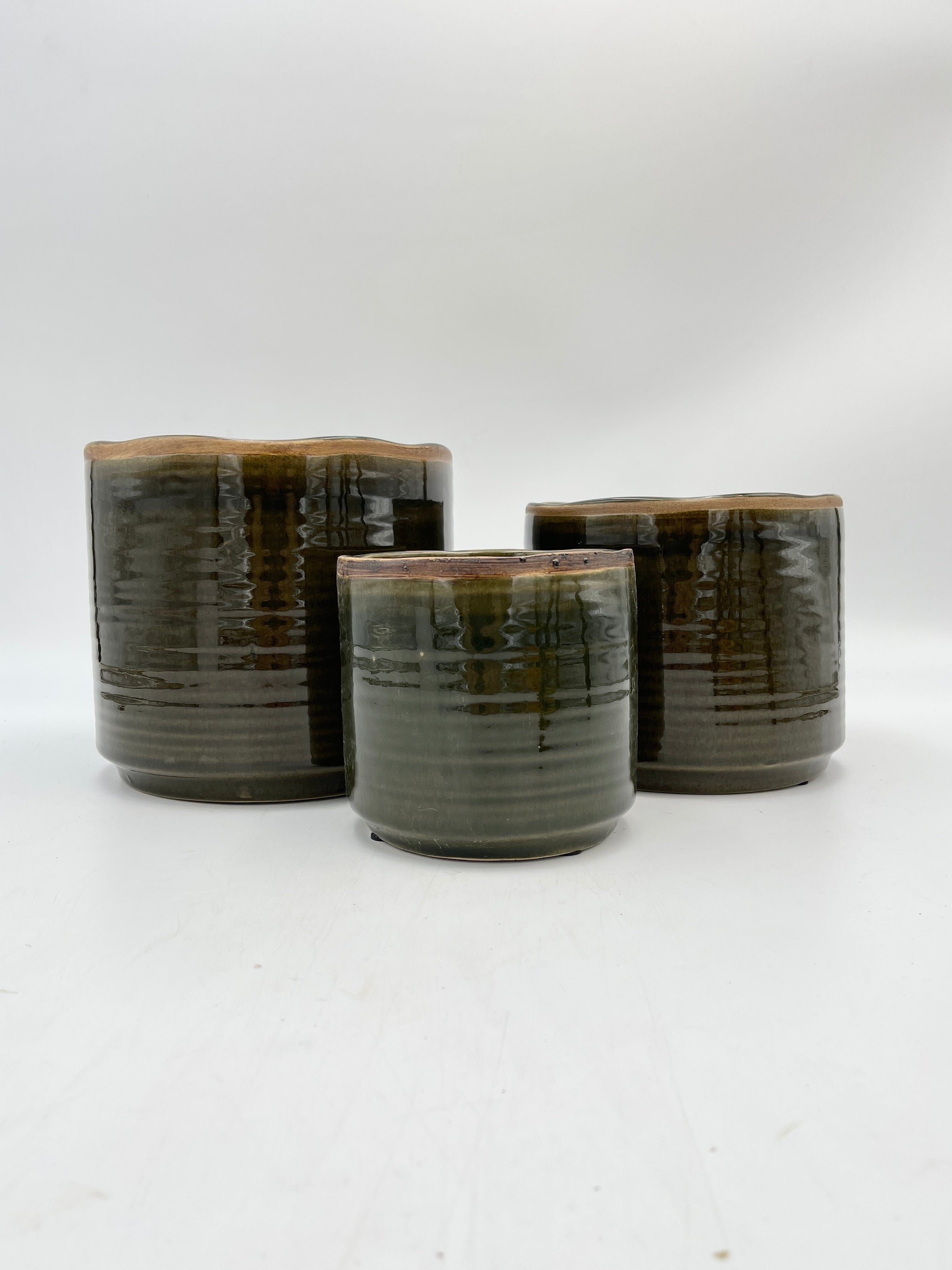 Jordy Ceramic Plant Pots, Handmade, Forest Green