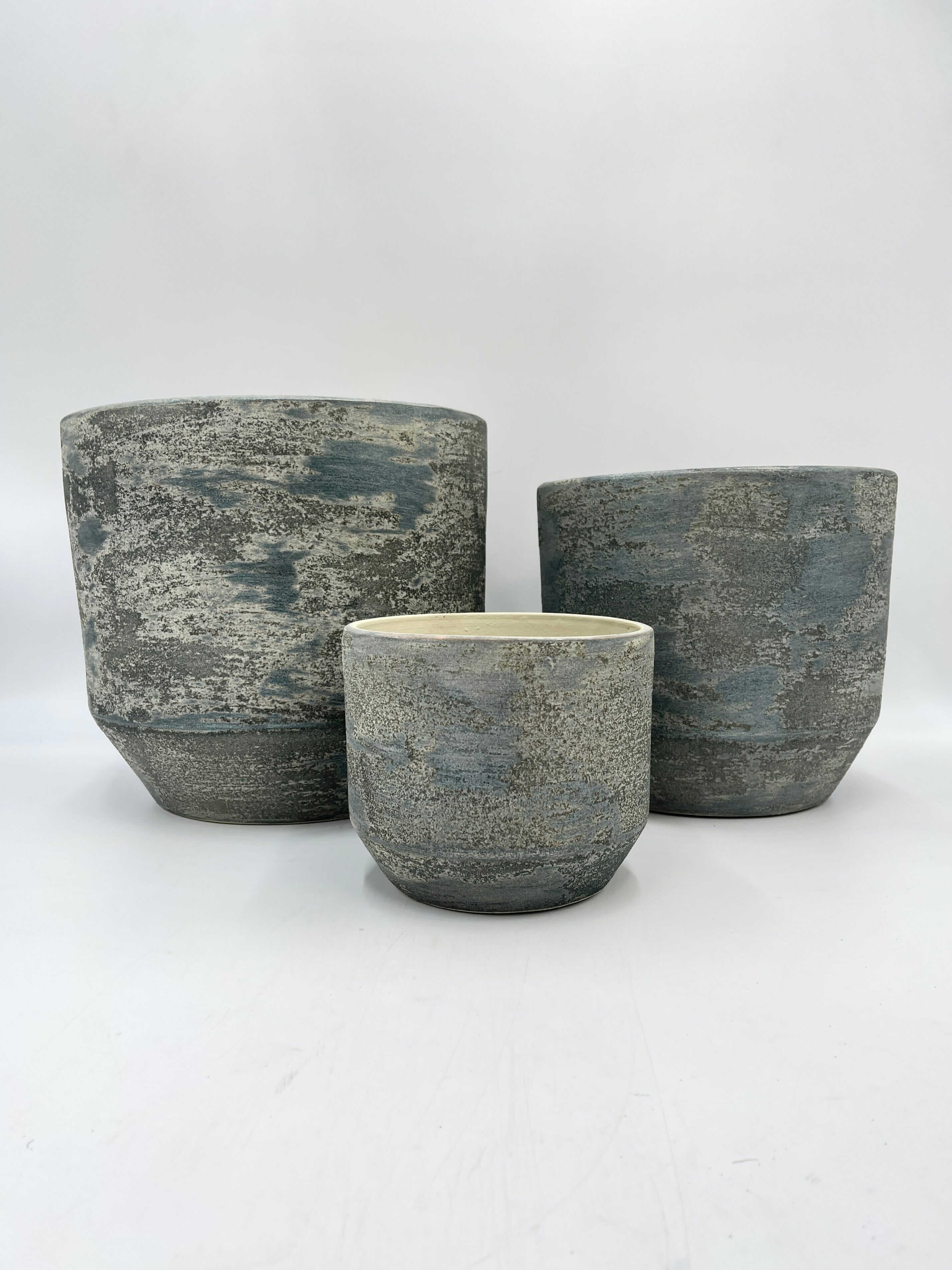 Lars Ceramic Plant Pots, Grey & Blue, Handmade