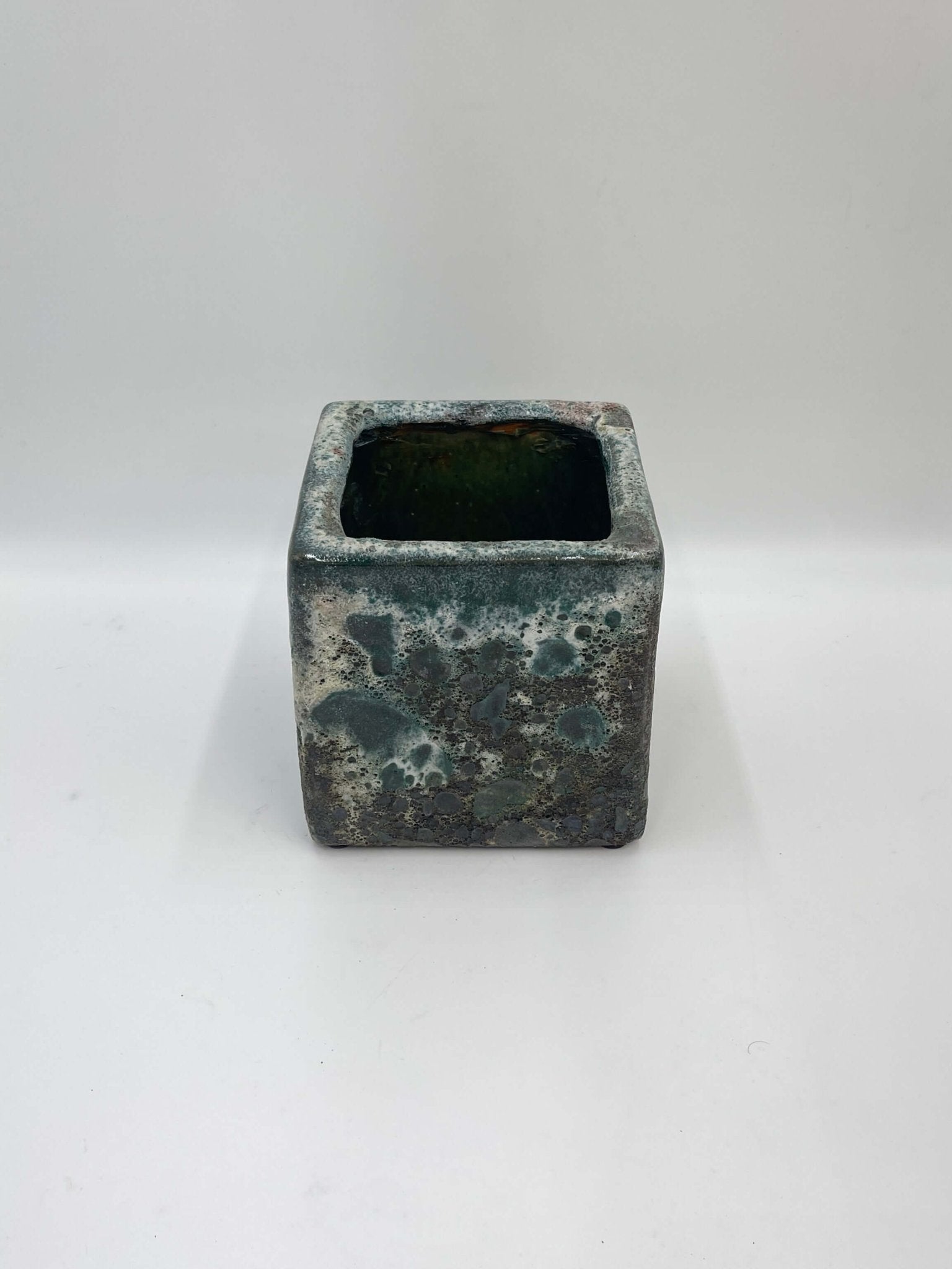 Lava Cube Relic Plant Pots, Jade, Square Plan Pot