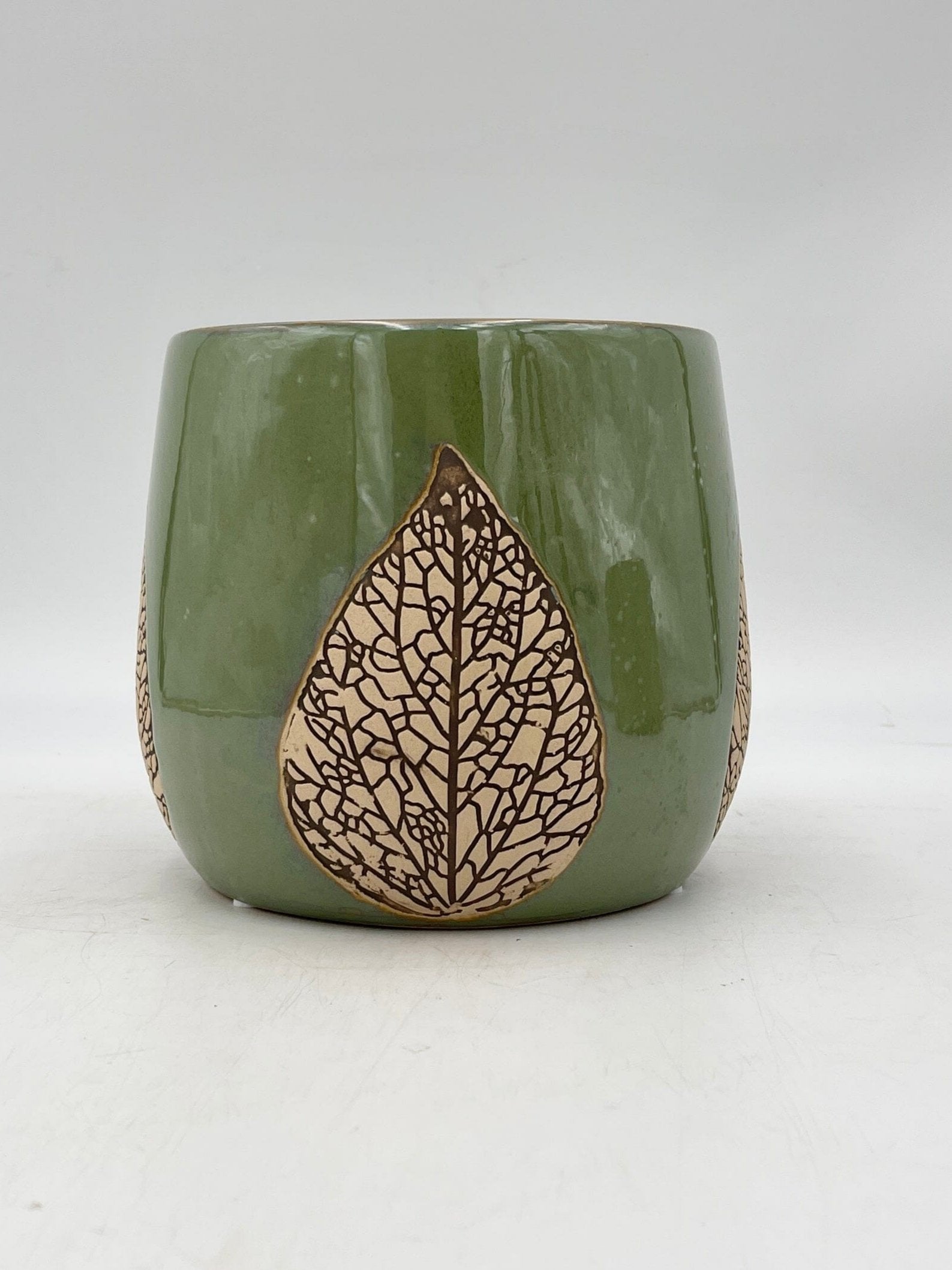 Leaf Ceramic Plant pots, Green