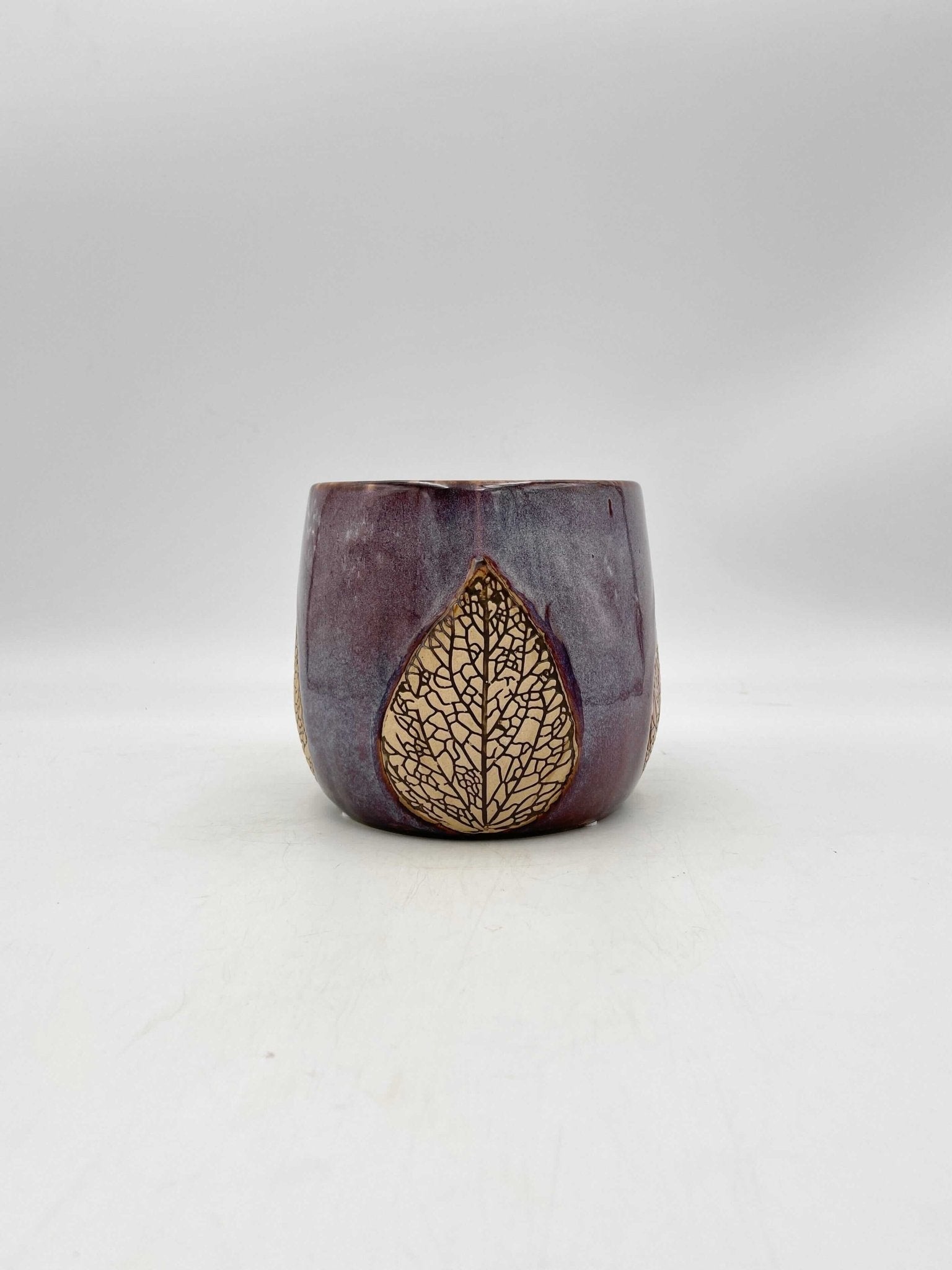 Leaf Ceramic Plant pots, Liliac Purple, Handmade