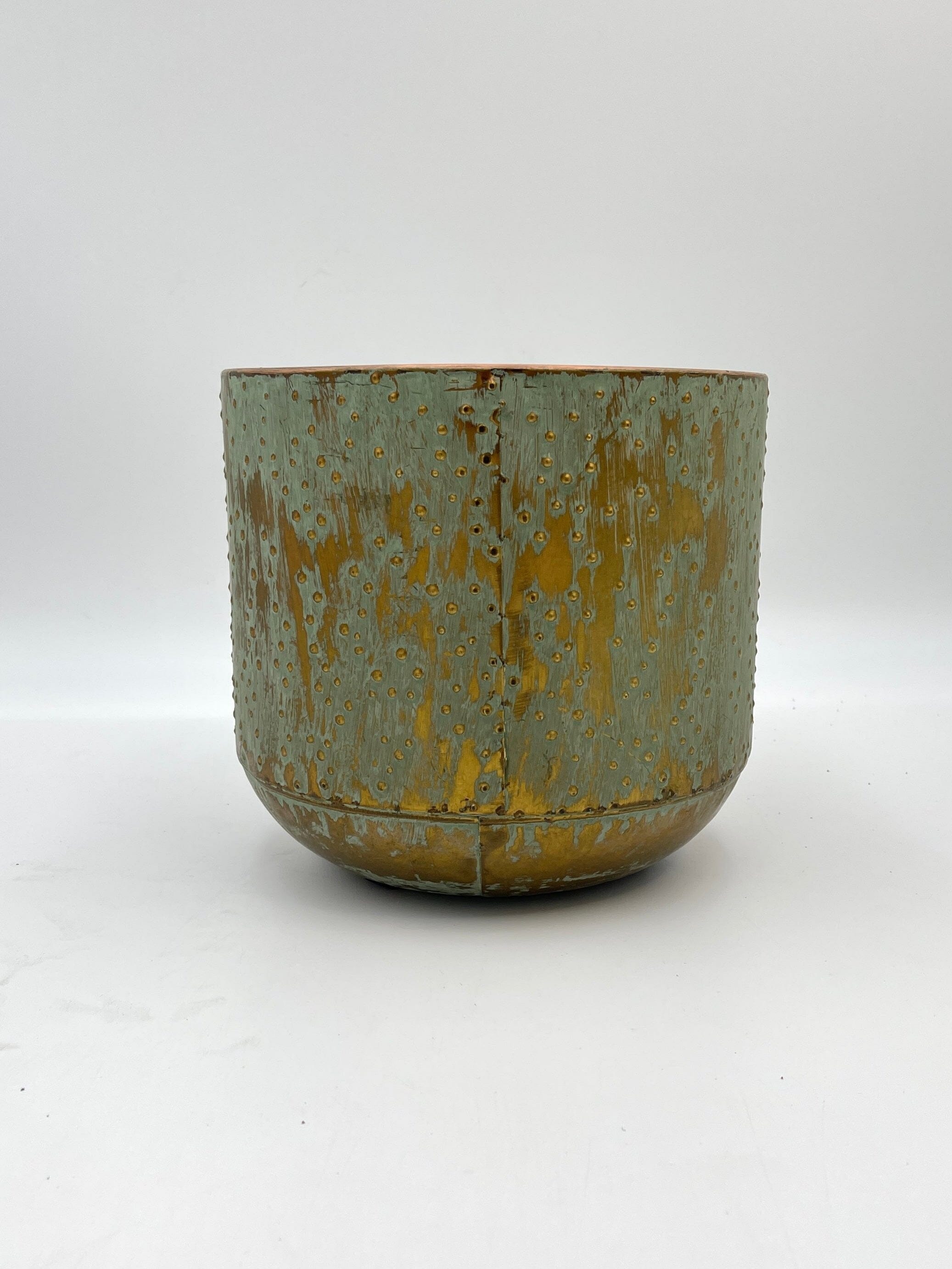 Lian Metal Plant Pots, Copper Green