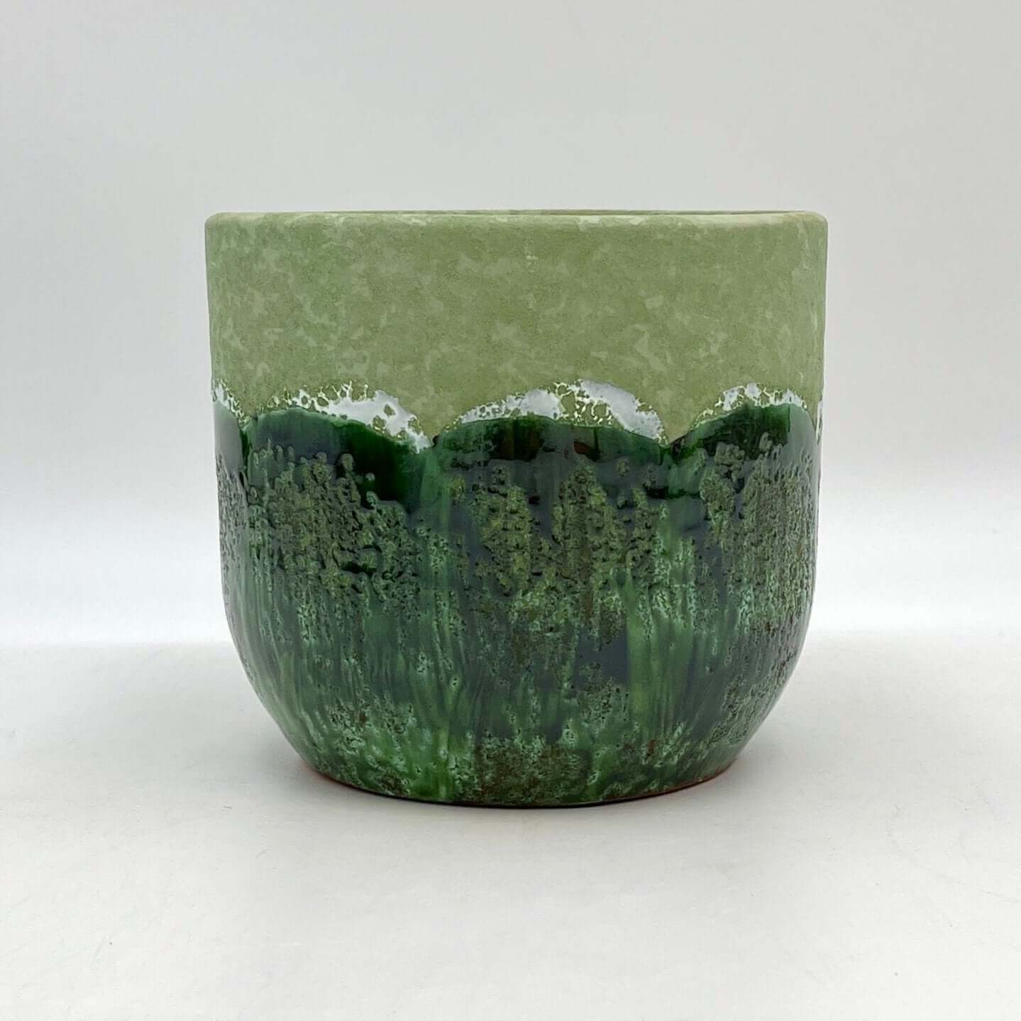 Moon Jungle Plant Pots, Ceramic Green, House Plant Pot in Multiple Sizes