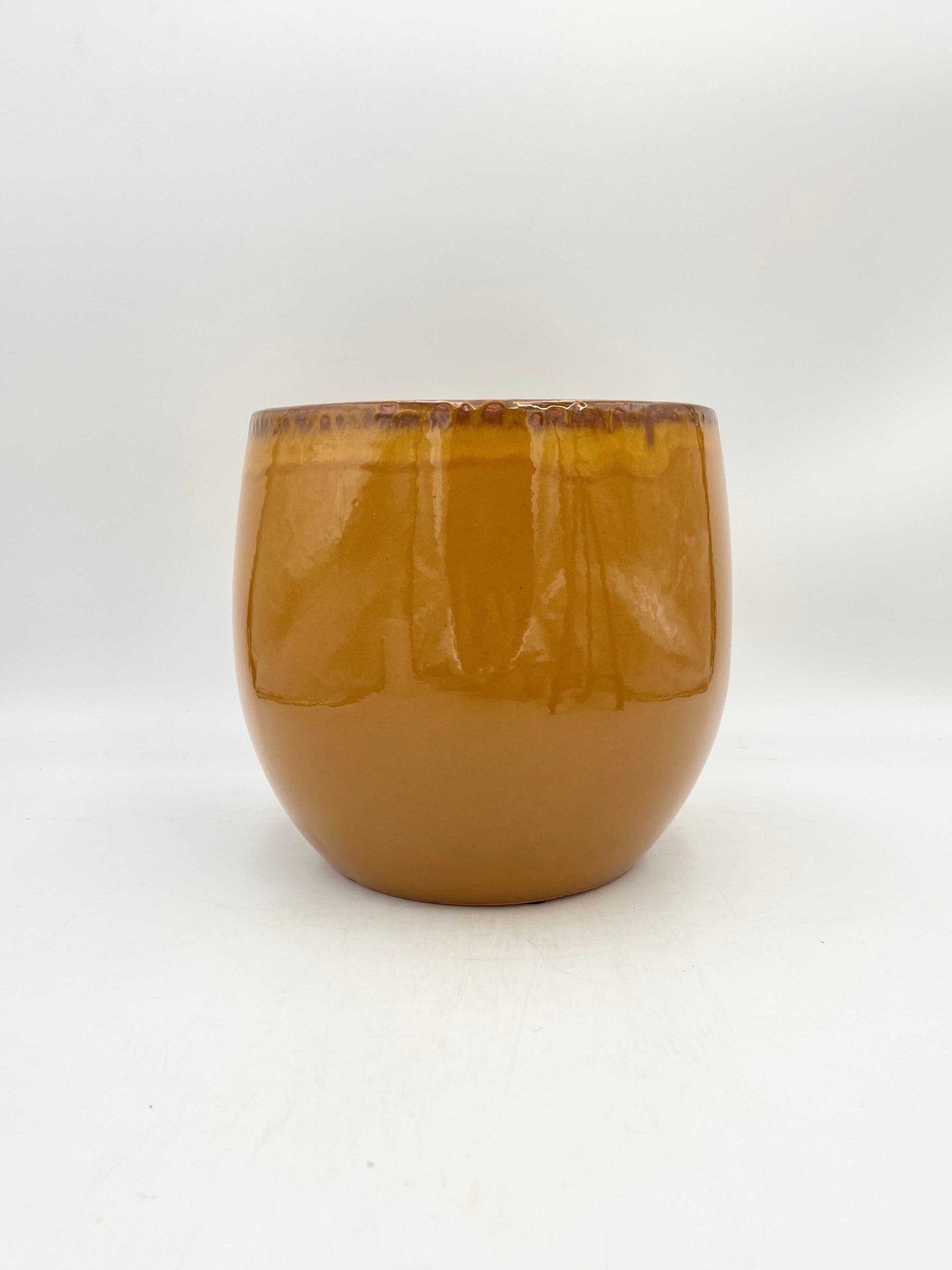 Ochre Yellow Plant Pot Charlotte - Ceramic Retro House Plant Pot