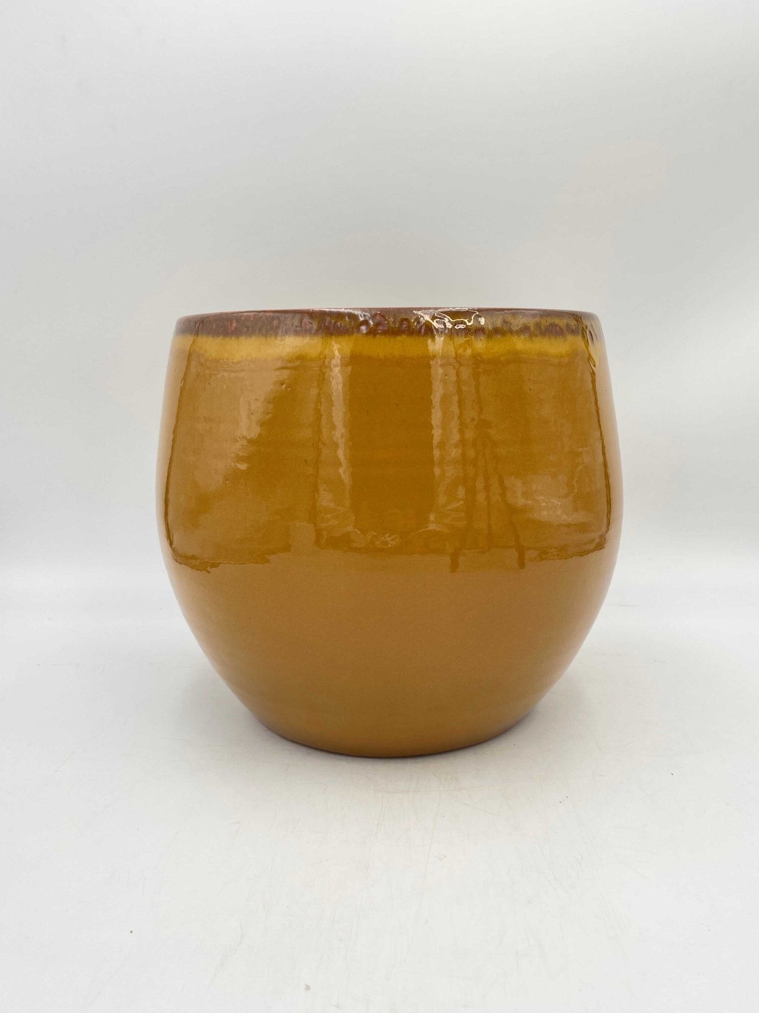 Ochre Yellow Plant Pot Charlotte - Ceramic Retro House Plant Pot