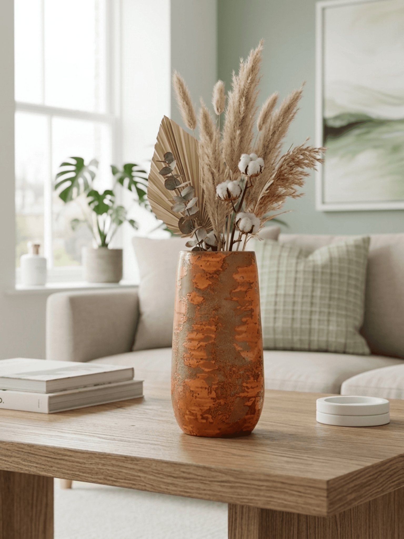 Olaf Ceramic Vase, Rust & Orange, H35cm