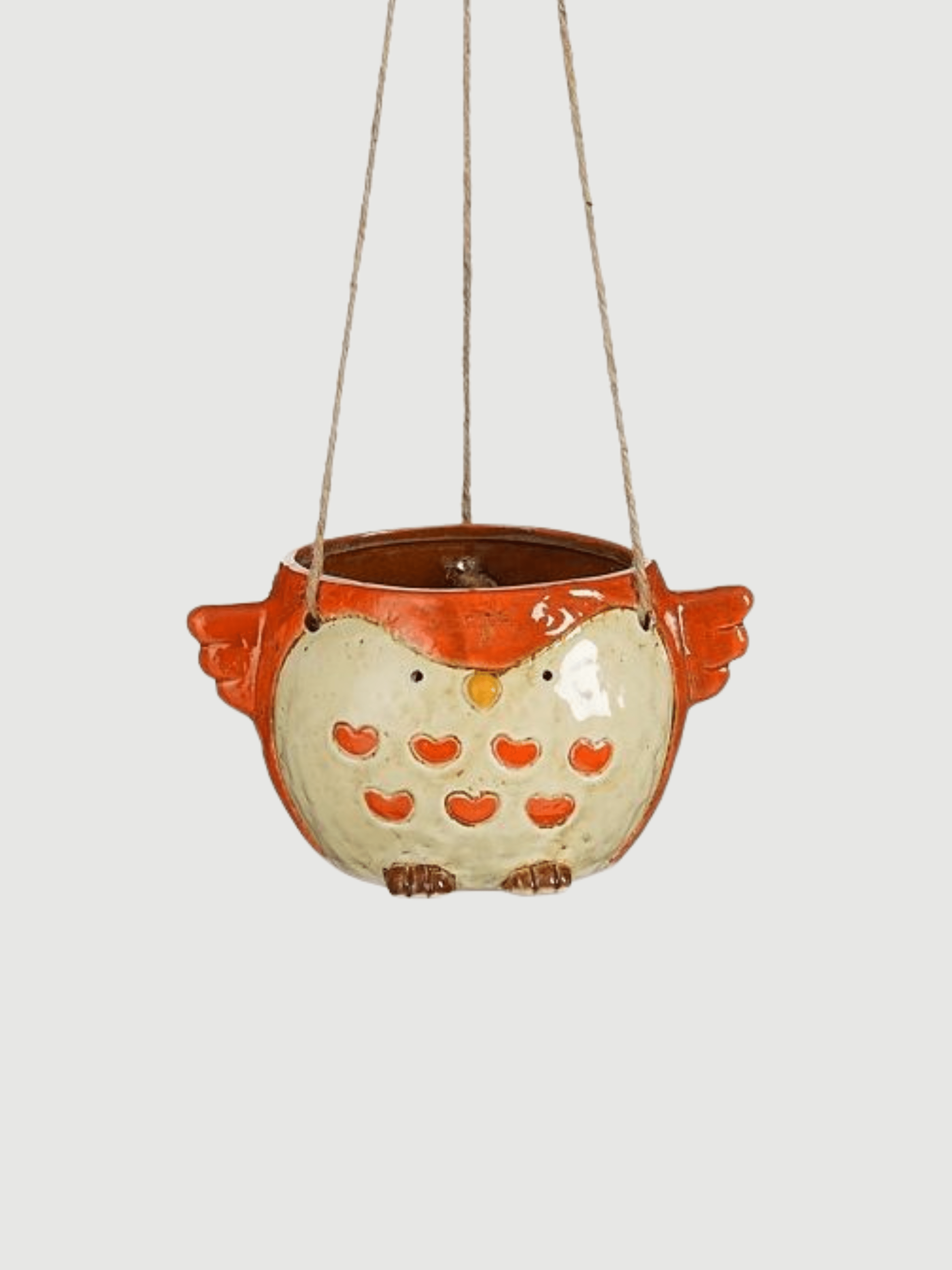 colorful bird hanging planter Orange Bird Hanging Plant Pot