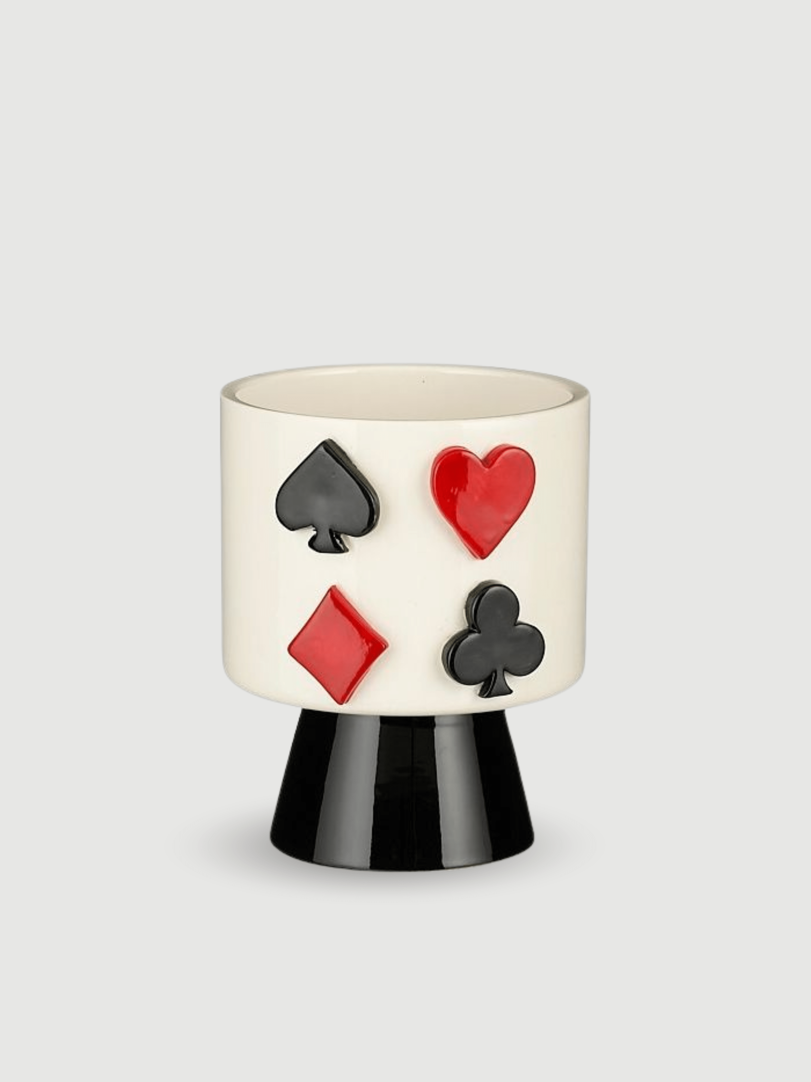 Playing Cards Ceramic Footed Pot, Off - White, Quirky Gift - Rebel Plants
