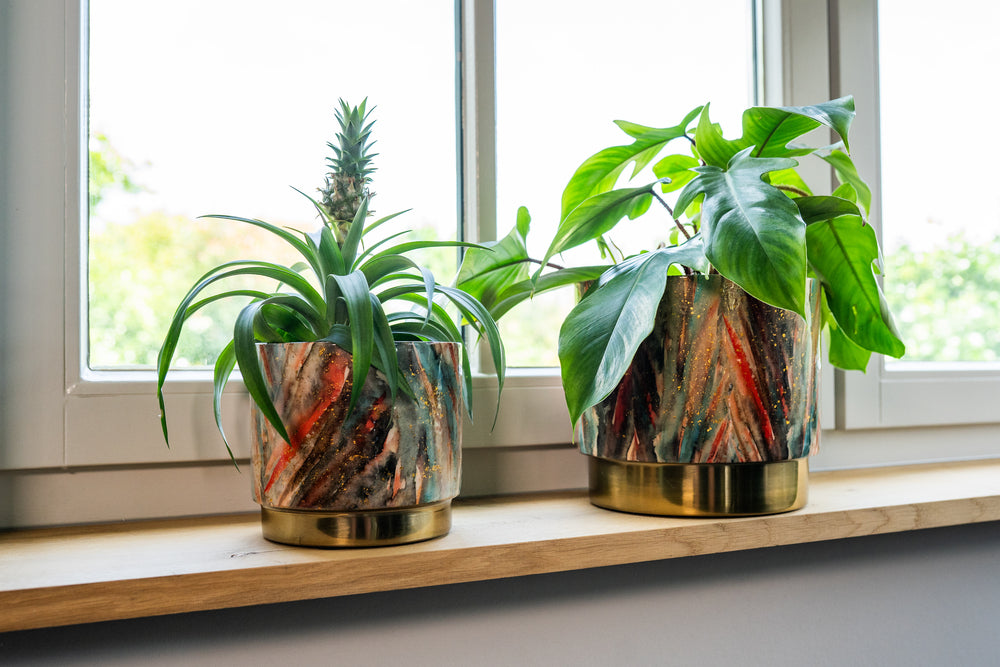 Celia Blush, Gold Metal Indoor plant pots