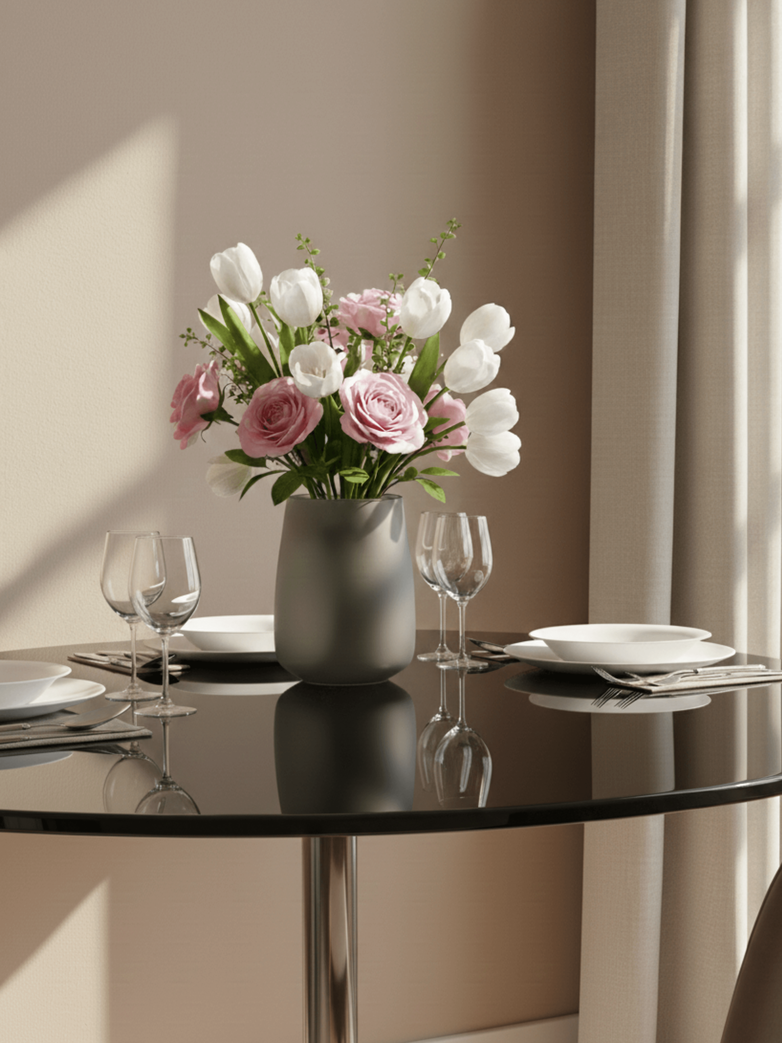 Handmade Smoky Matt Grey Glass Vase – H17cm