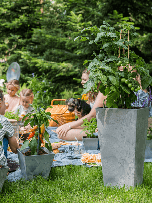 Tall Plant Pot Artstone - H49cm - Grey - Indoor & Outdoor- Eco Friendly