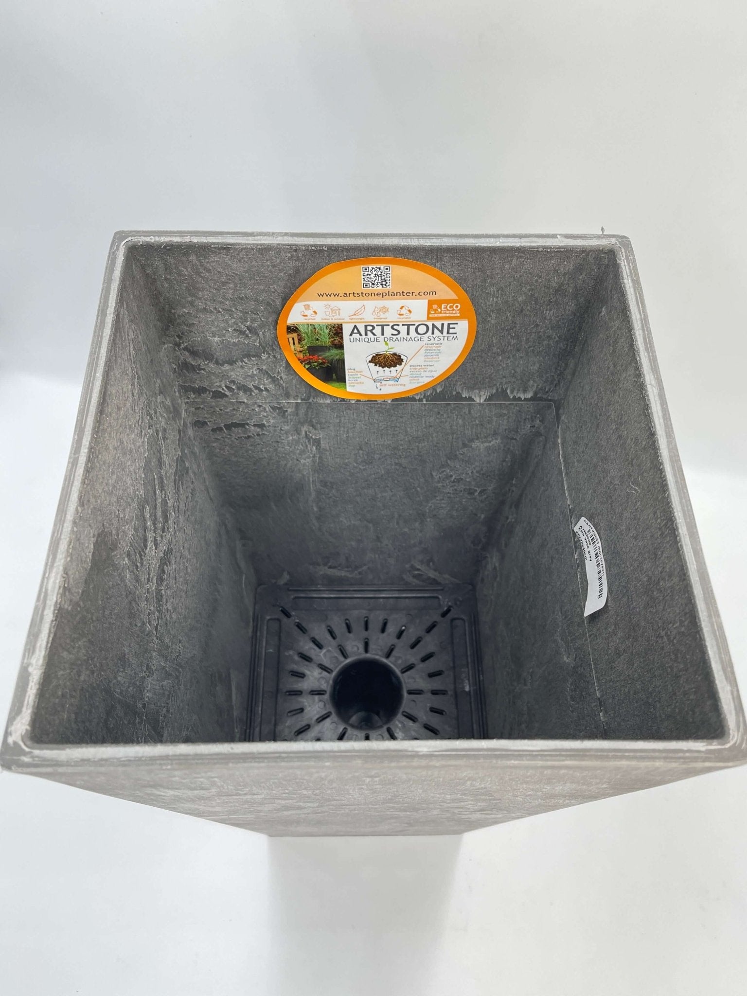 Tall Plant Pot Artstone - H49cm - Grey - Indoor & Outdoor- Eco Friendly