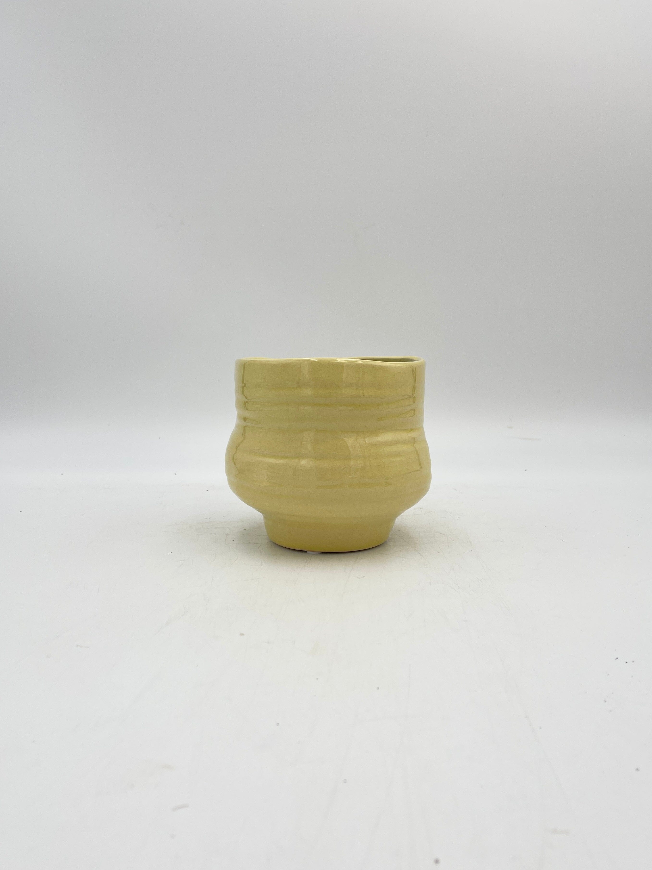 Veerle Ceramic Plant Pot, Yellow, D15 cm