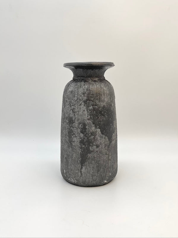 Bali Concrete Vase, Coal Black Grey, H30cm