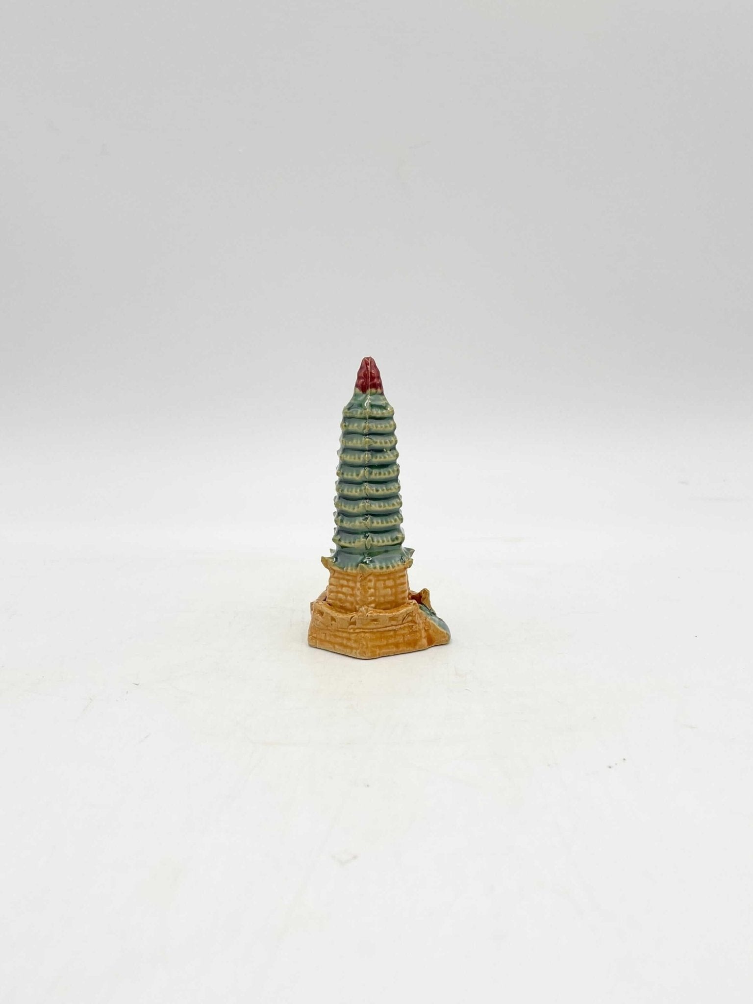 Bonsai Ceramic Ornament, Pagoda, H8cm, Traditional Feng Shui Pagoda For Success