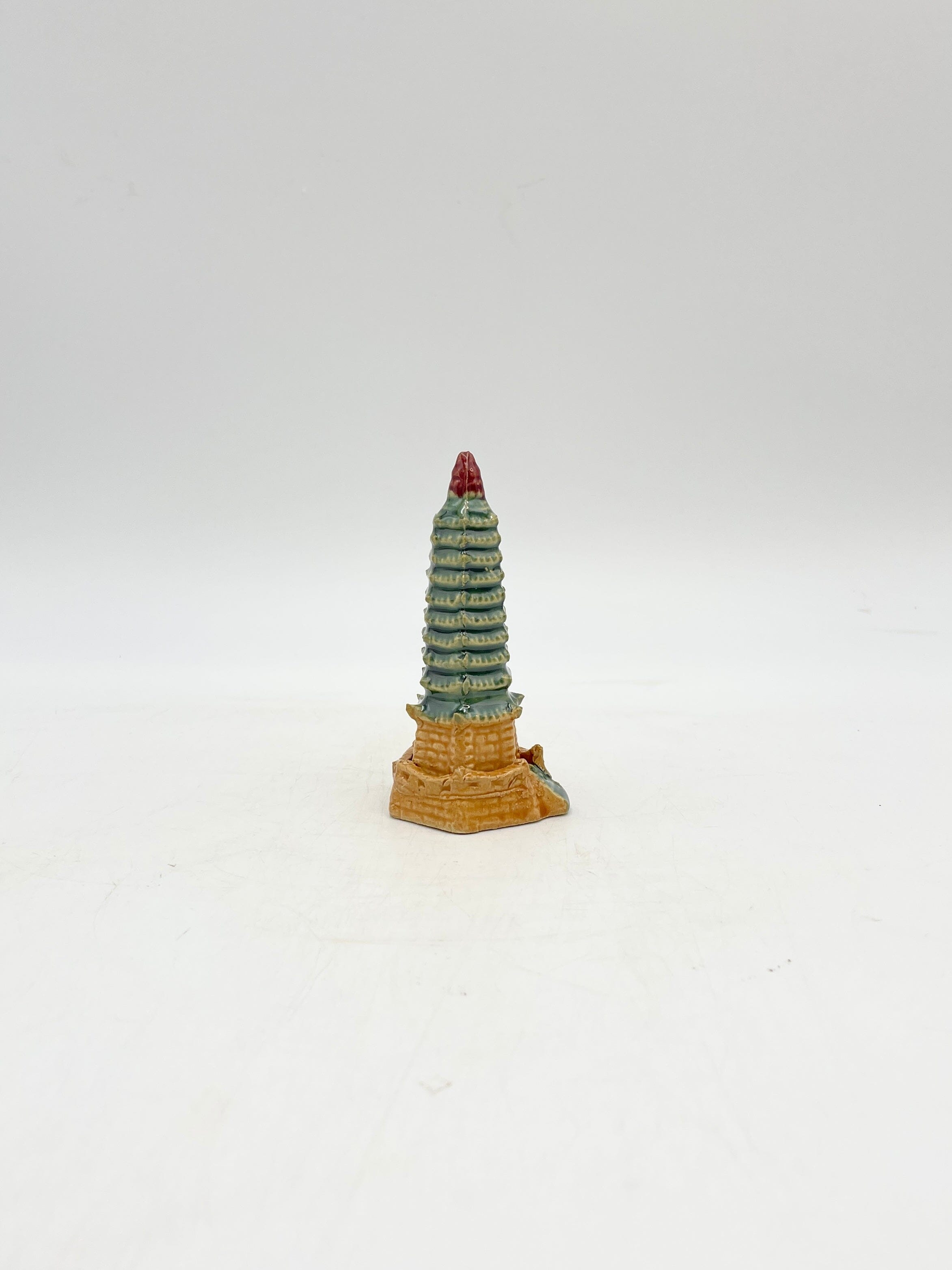 Bonsai Ceramic Ornament, Pagoda, H8cm, Traditional Feng Shui Pagoda For Success