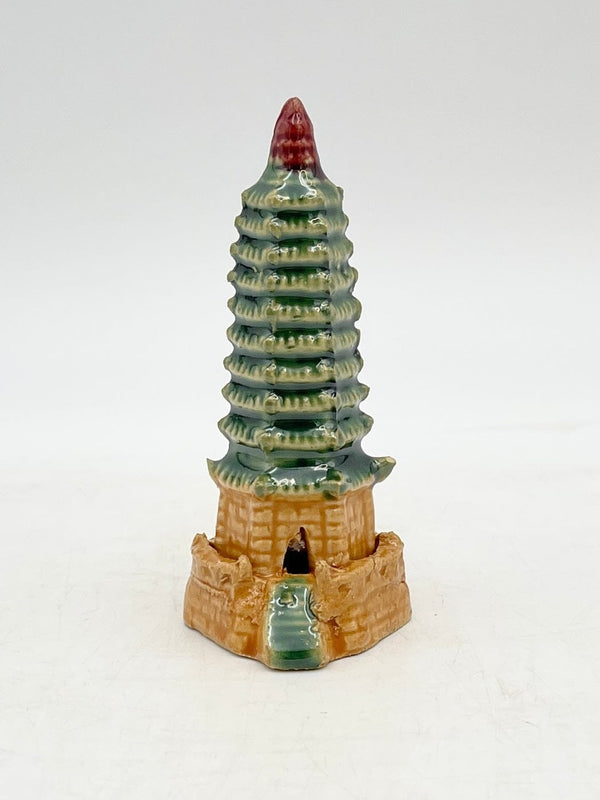 Bonsai Ceramic Ornament, Pagoda, H8cm, Traditional Feng Shui Pagoda For Success