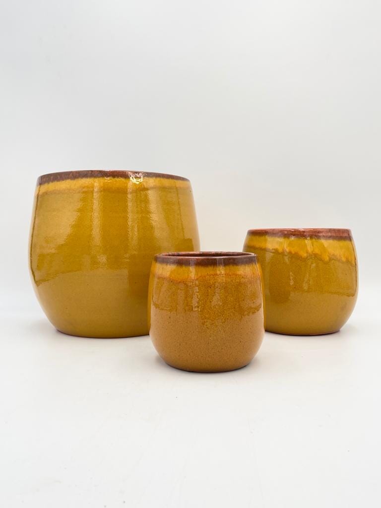 Charlotte Ceramic Plant Pots, Ochre, Handmade