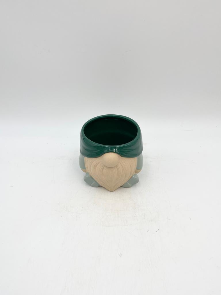 Gnome head Ceramic Pot, Blue, Green, D15cm