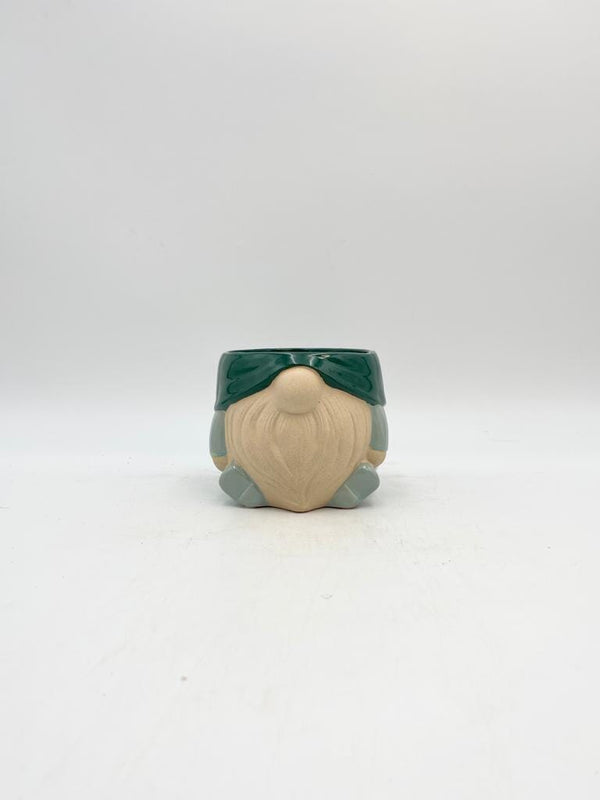 Gnome head Ceramic Pot, Blue, Green, D15cm