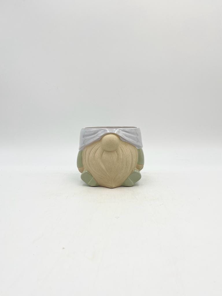 Gnome head Ceramic Pot, Blue, Green, D15cm