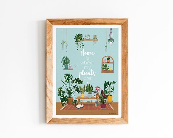 Houseplant Print, A3, Plant Wall Art