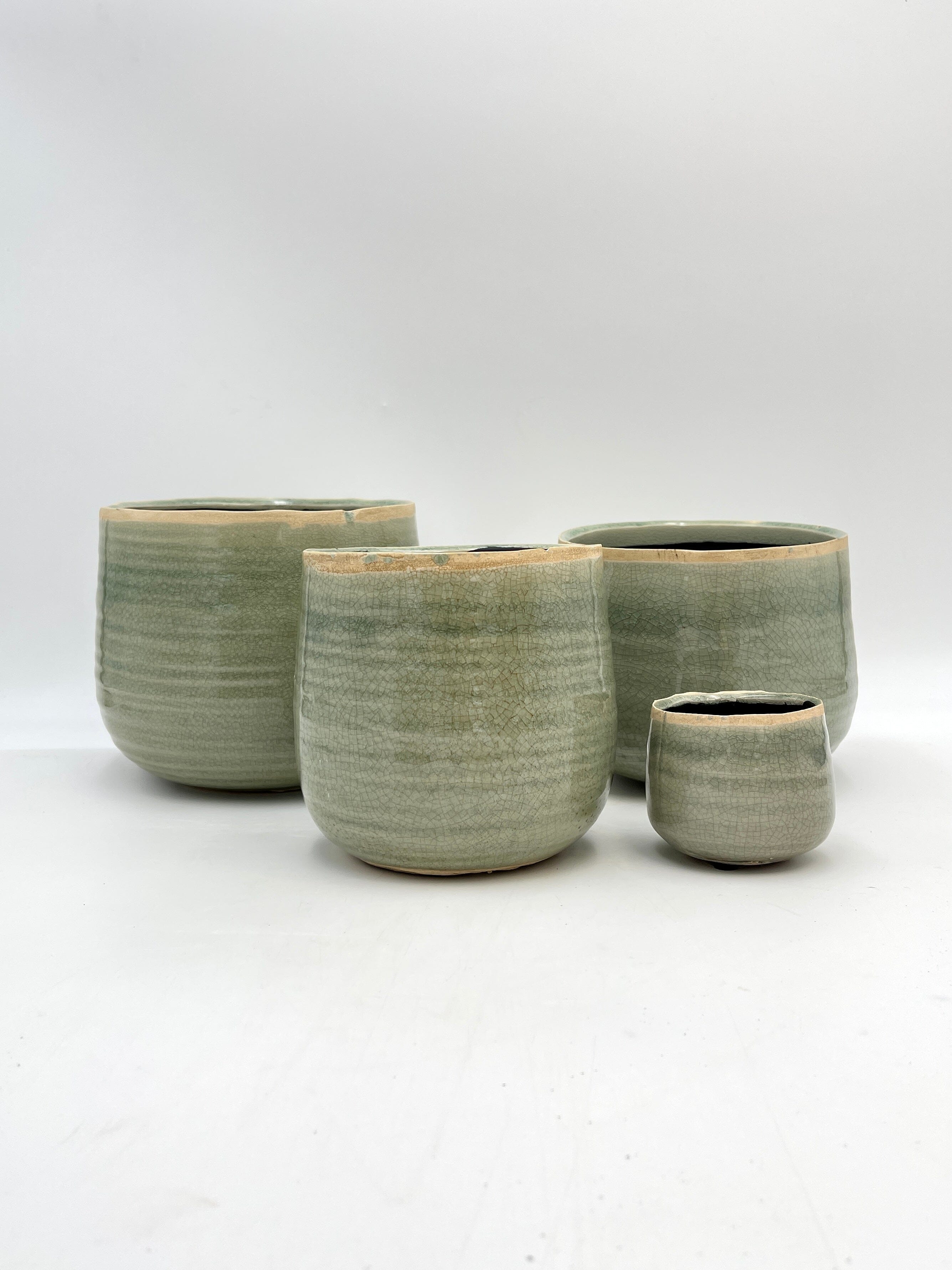 Iris Ceramic Plant Pots, Mint, Handmade