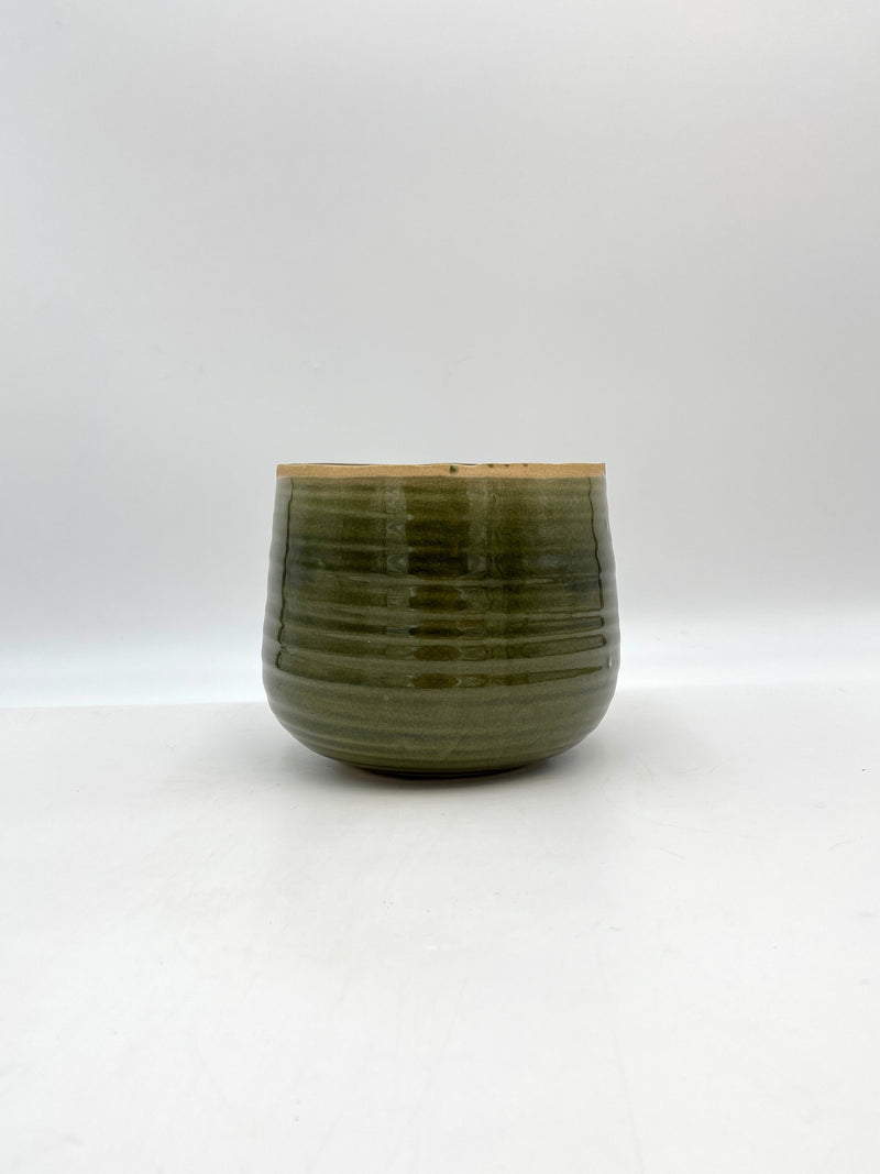 Iris Ceramic Pot, Moss Green, D21cm