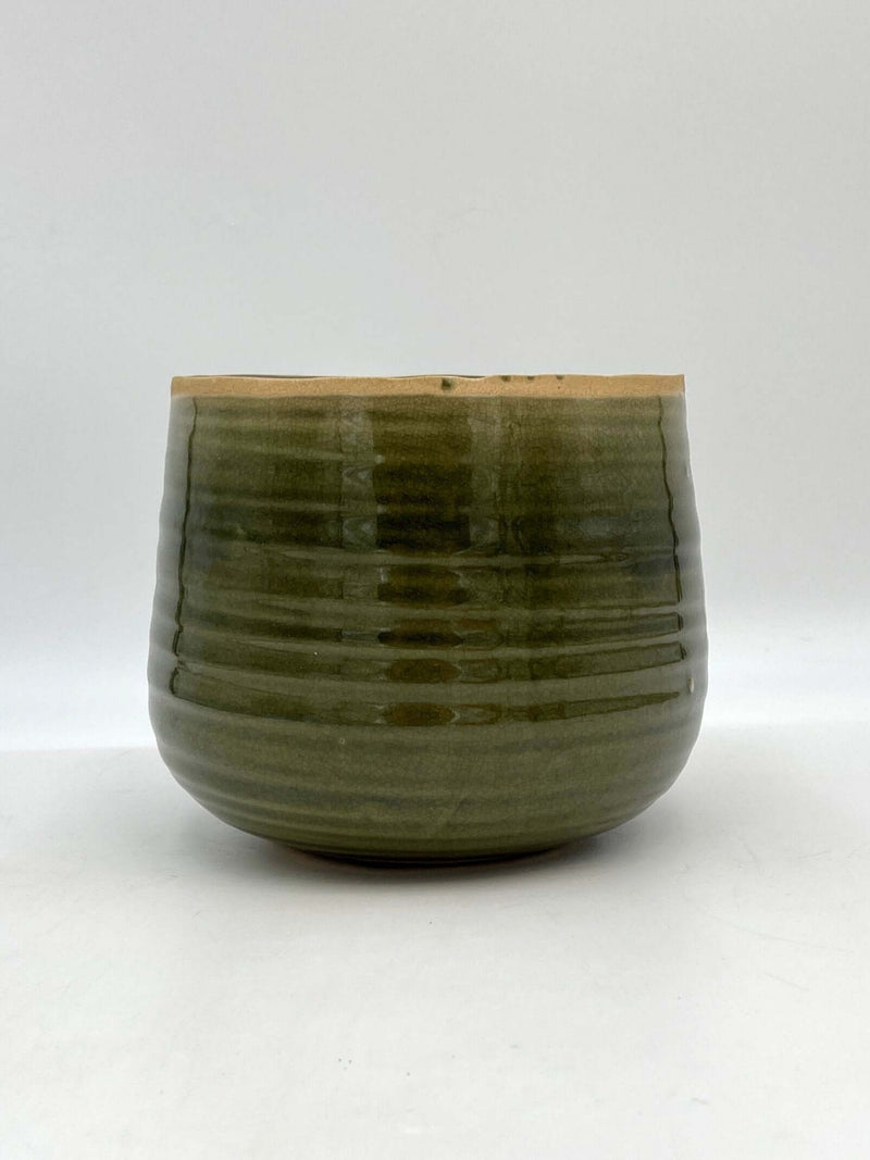 Iris Ceramic Pot, Moss Green, D21cm