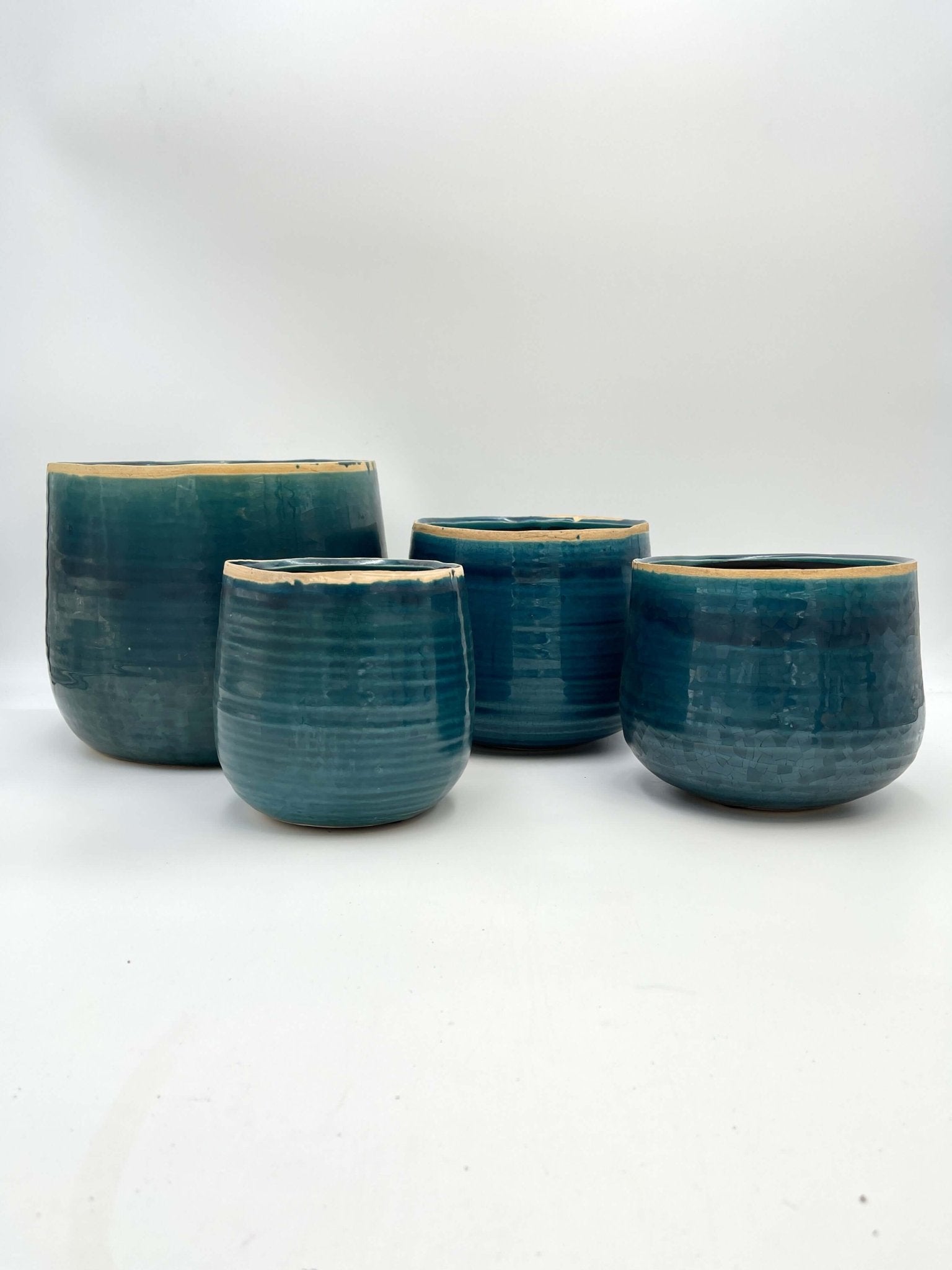 Iris Plant Pots, Turquoise, Handmade Houseplant Pot in Multiple Sizes