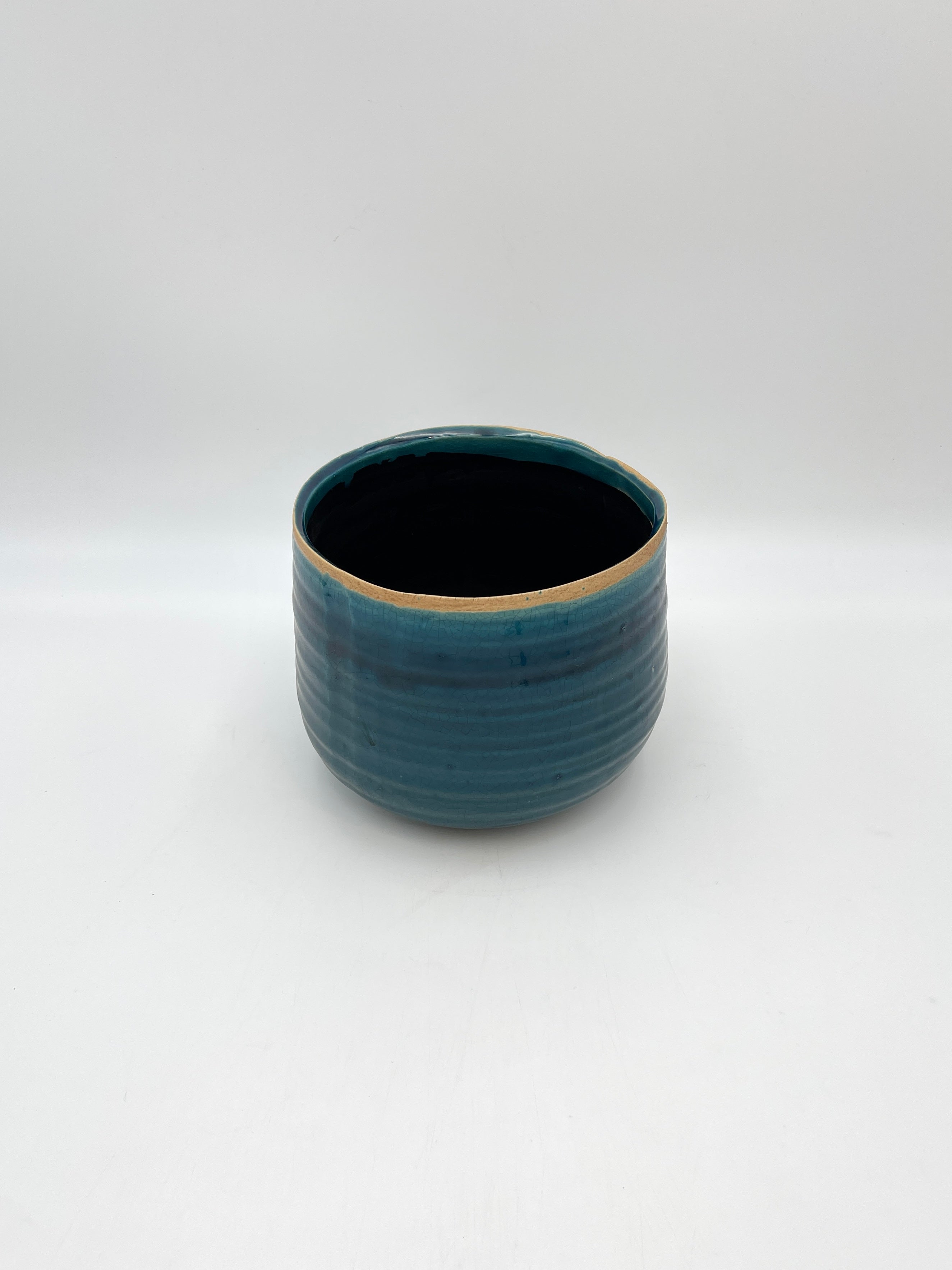 Iris Plant Pots, Turquoise, Handmade