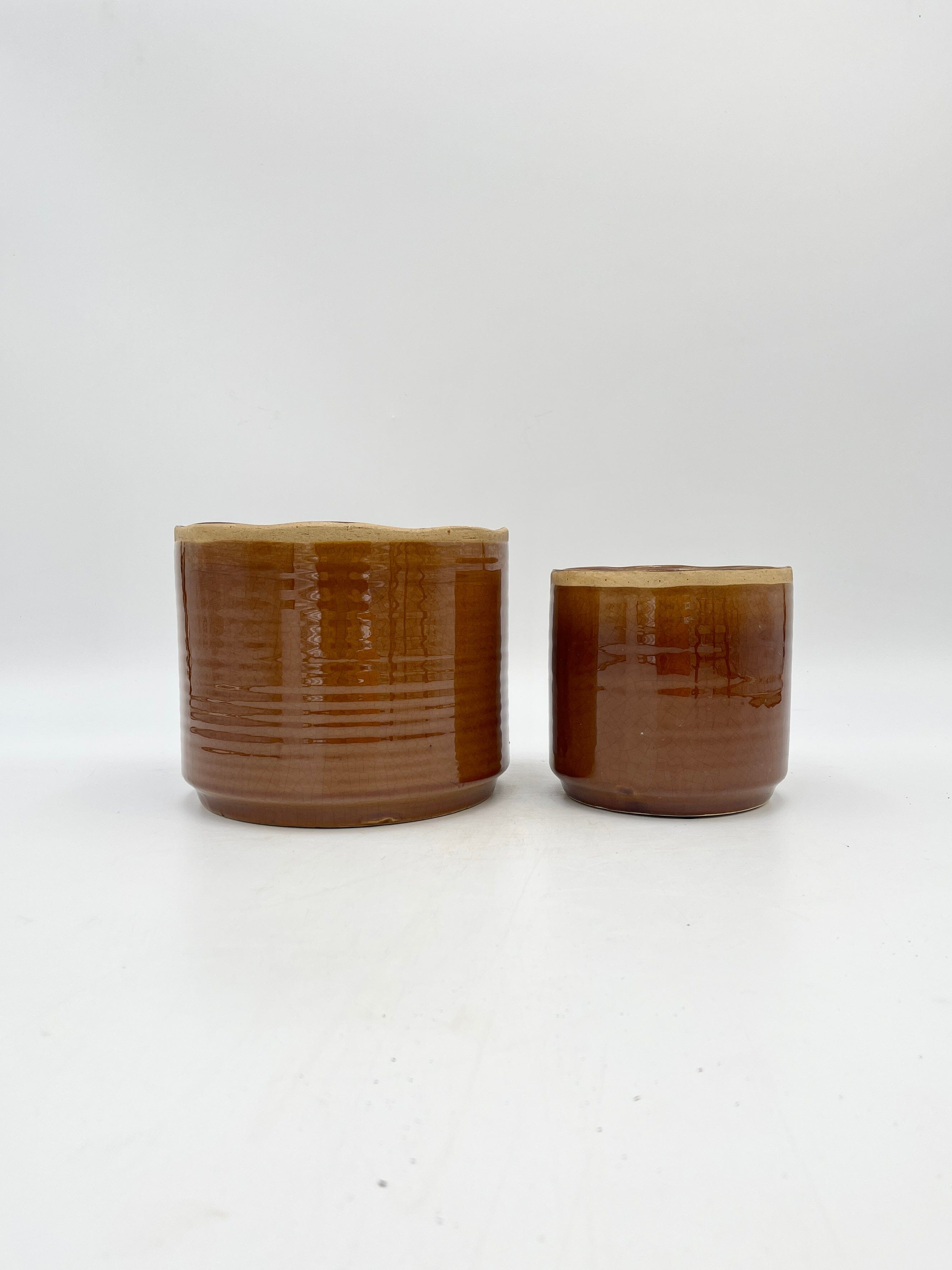 Jordy Ceramic Plant Pots, Caramel, Handmade