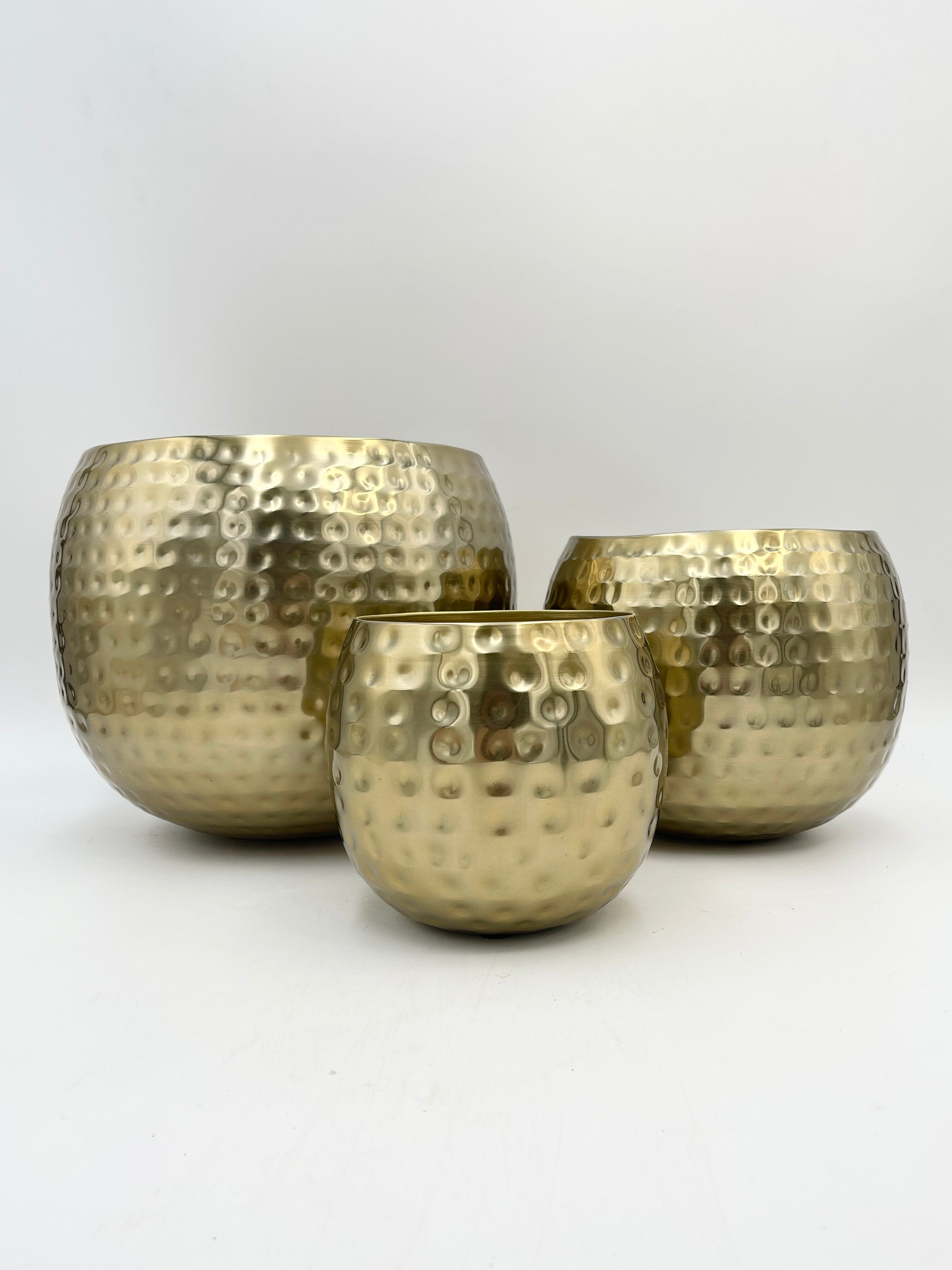 Kody Indoor Metal Pots, Gold, Handmade