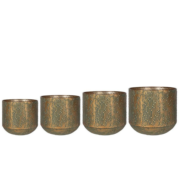 Lian Metal Plant Pots, Copper Green