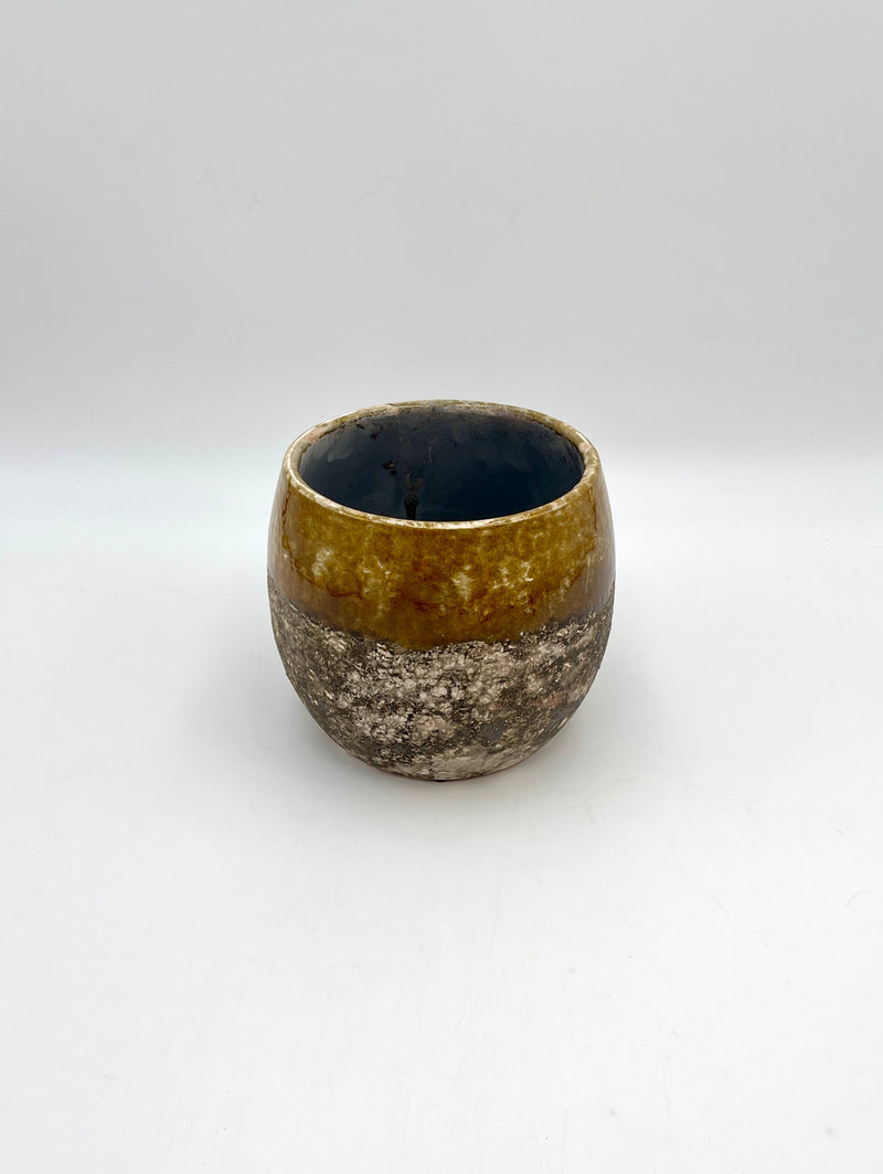 Lindy Ceramic Plant Pot, D19cm, Ochre Yellow