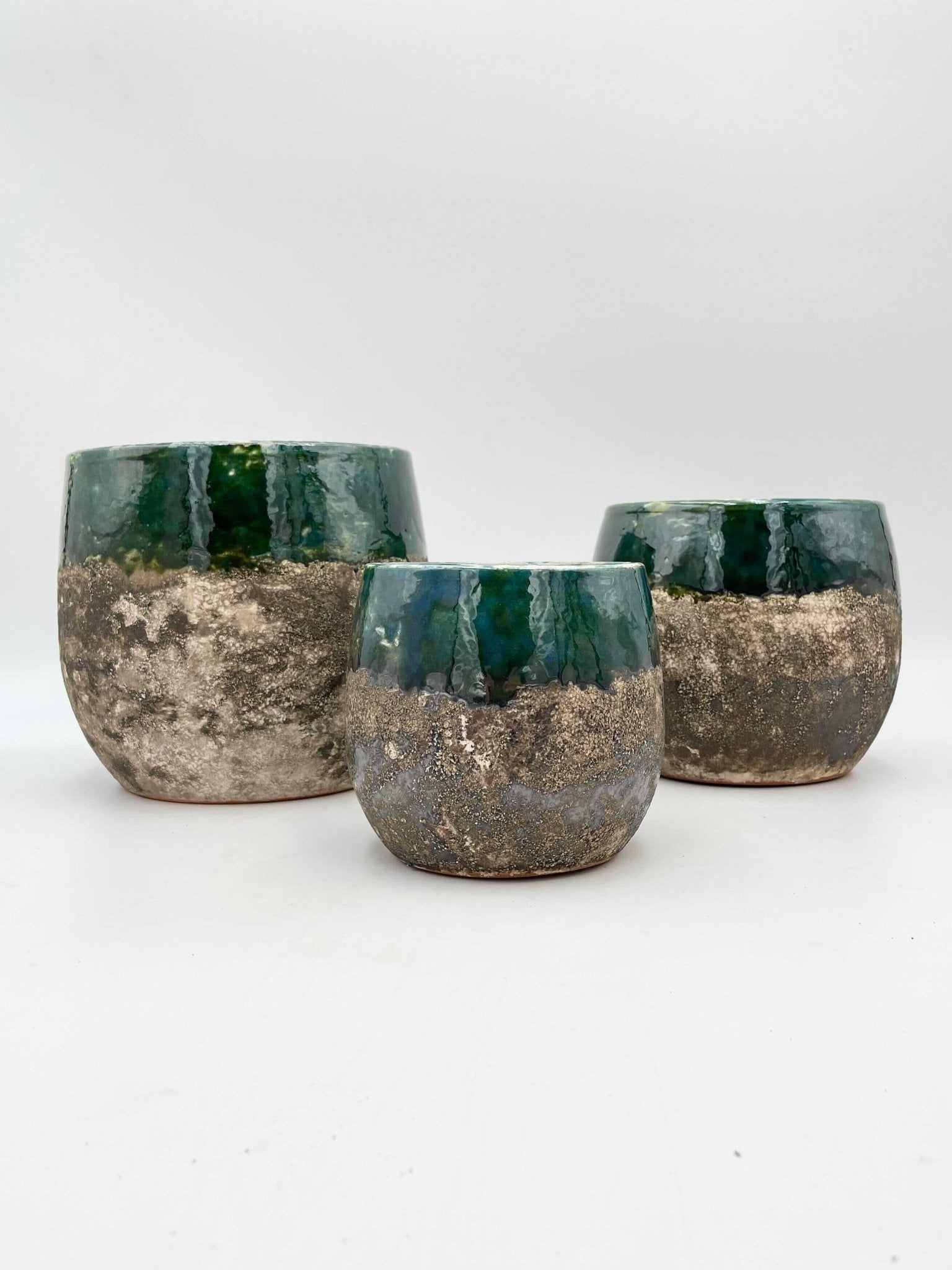 Lindy Ceramic Plant Pots, Black Green, House Plant Pot in Multiple Sizes