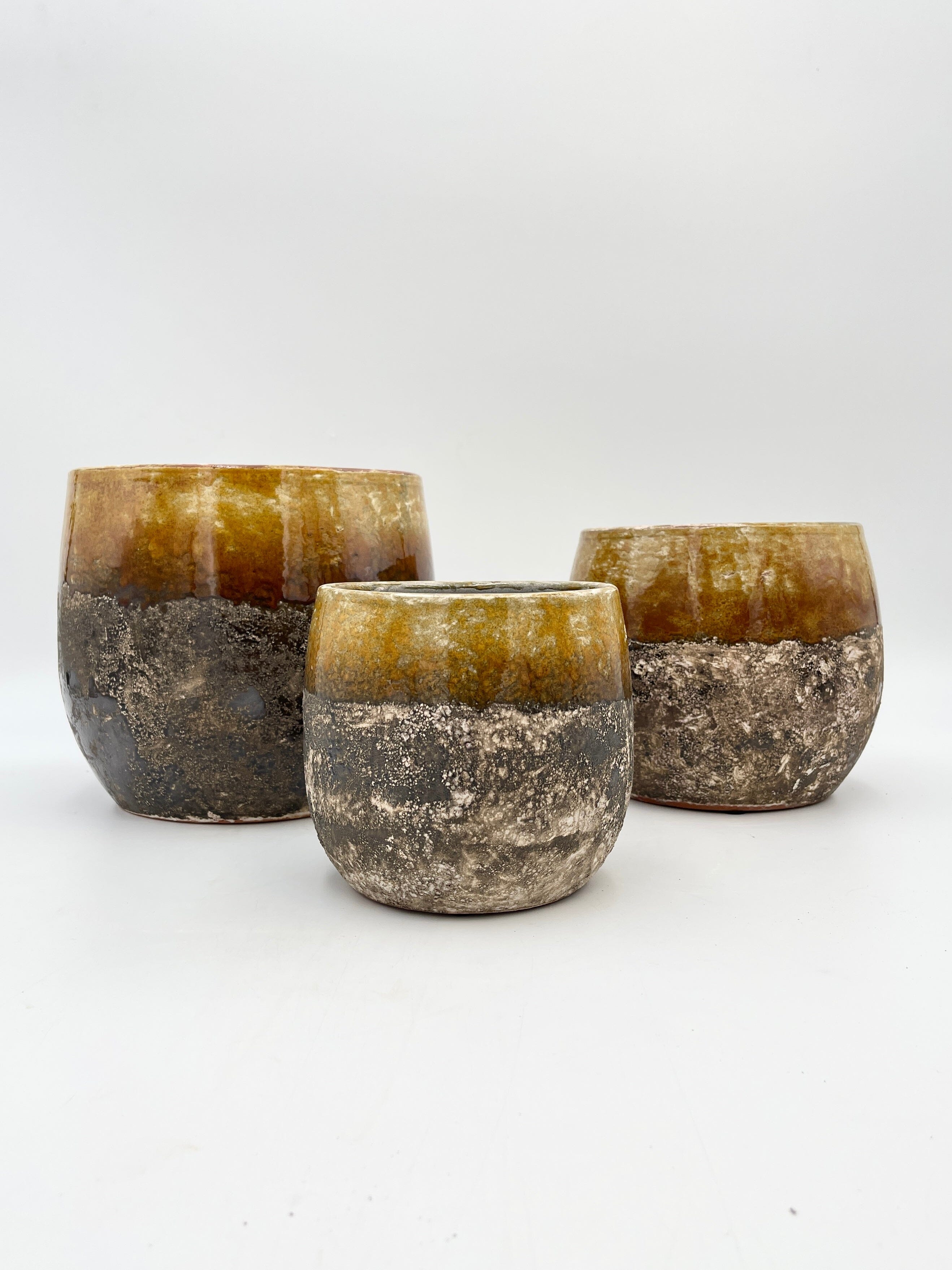 Lindy Ceramic Plant Pots, Ochre Yellow, Handmade